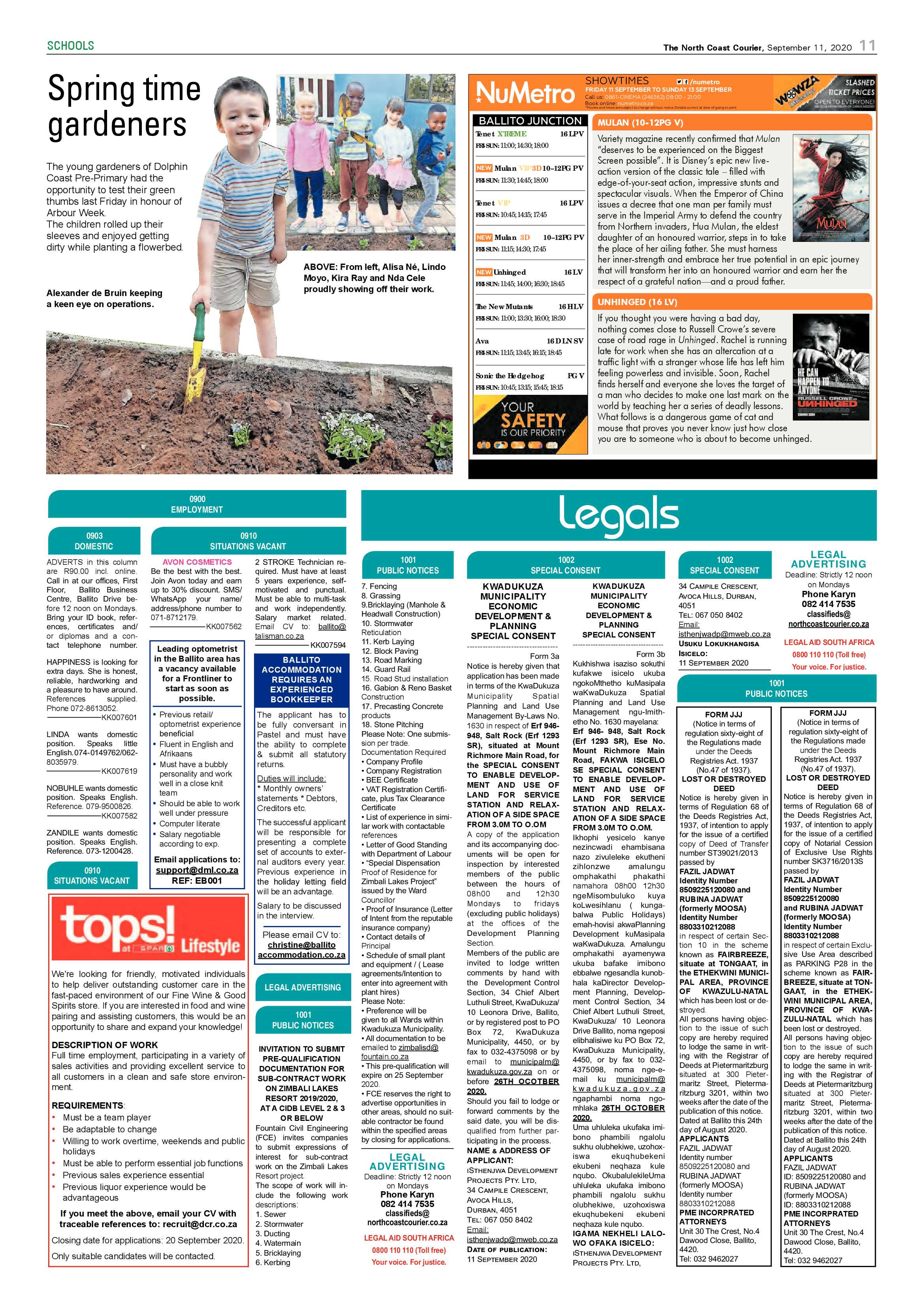 North Coast Courier 11 September 2020 page 11