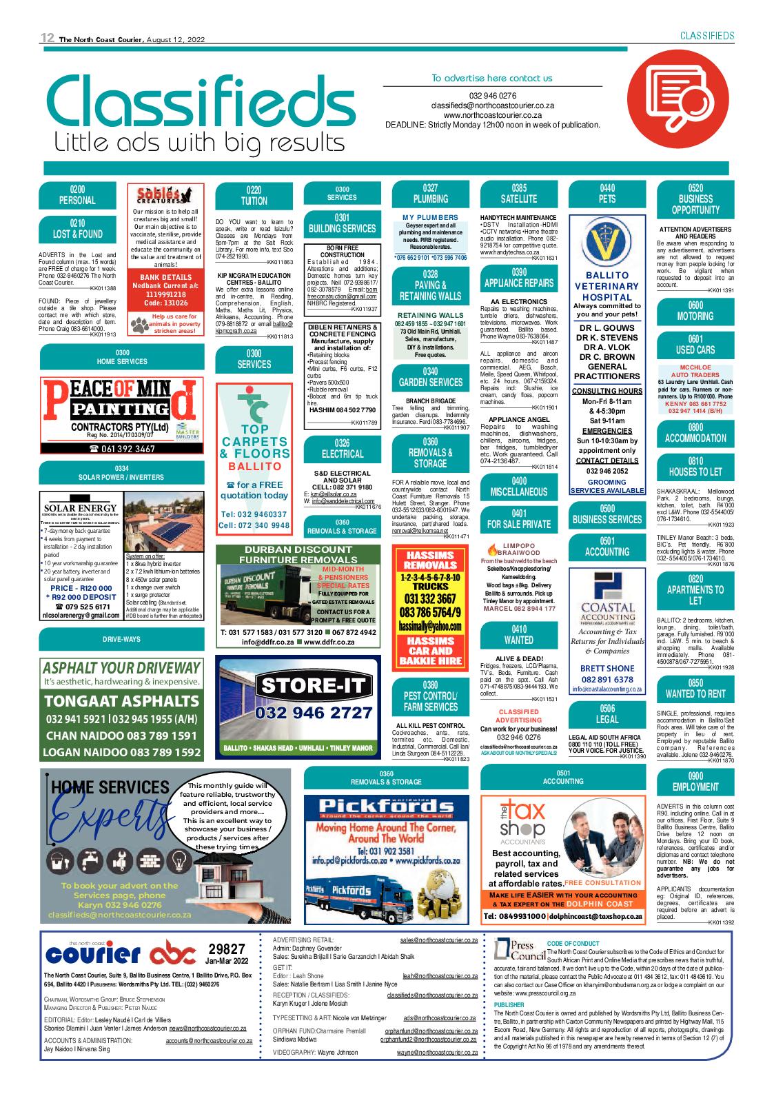 North Coast Courier 12 August 2022 page 12