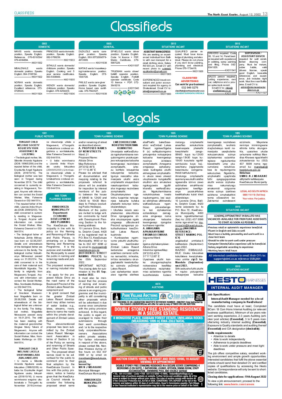 North Coast Courier 12 August 2022 page 13