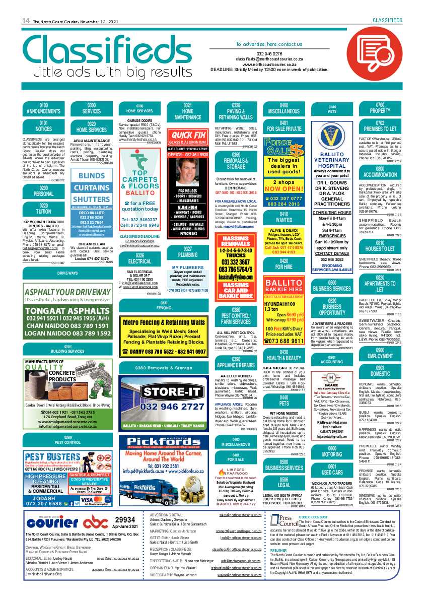 North Coast Courier 12 November 2021 page 14