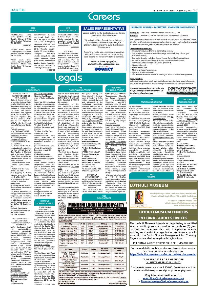North Coast Courier 13 August 2021 page 23