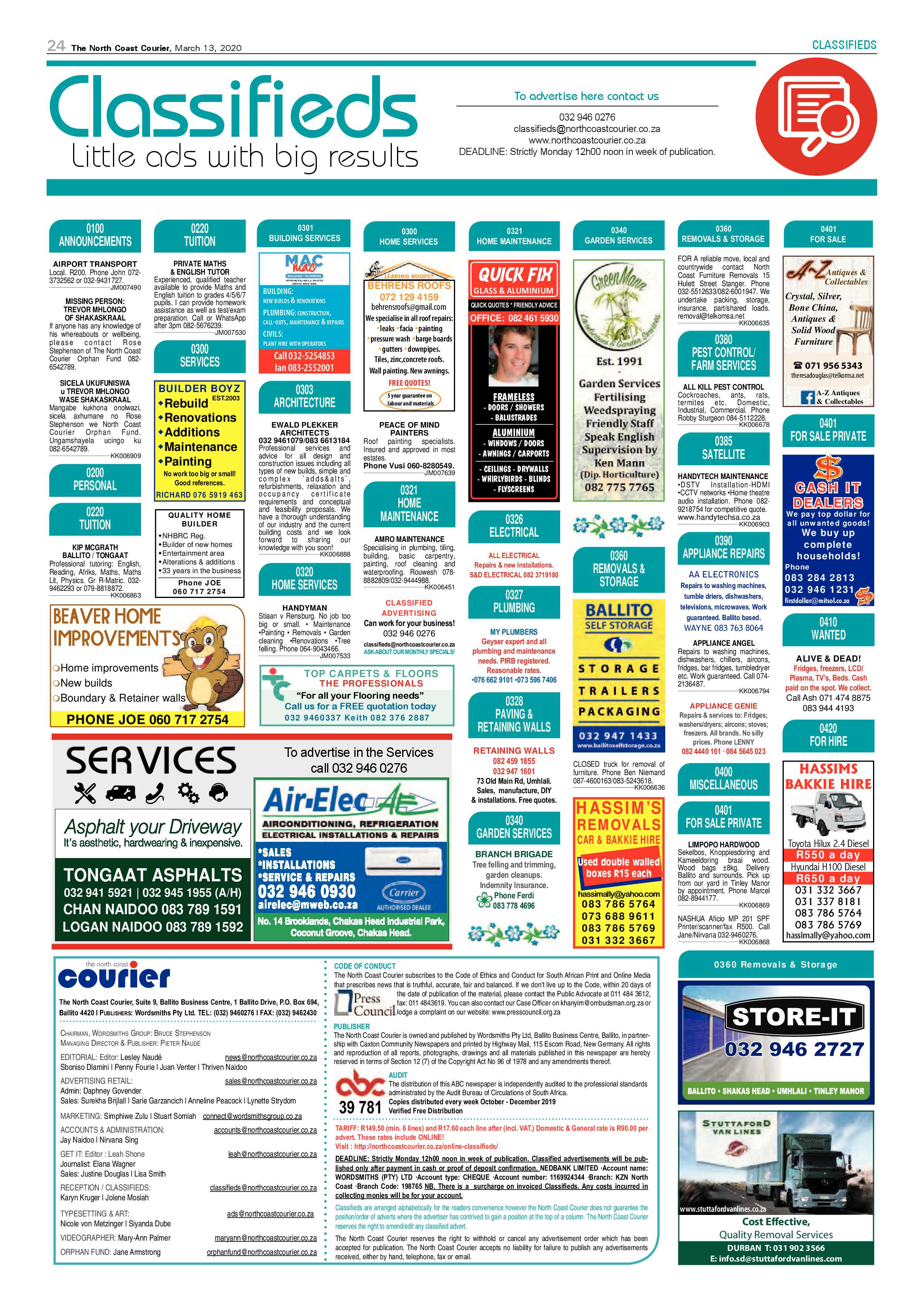 North Coast Courier 13 March 2020 page 24