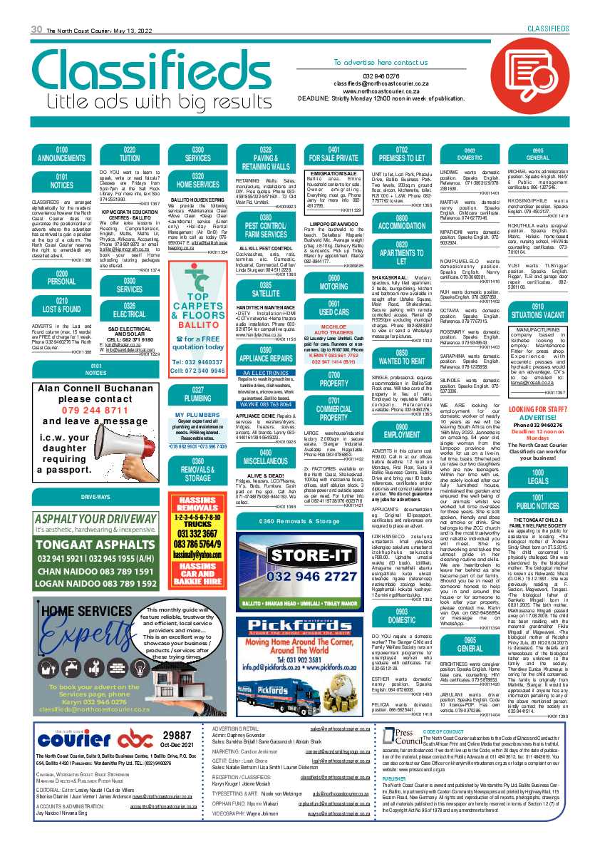 North Coast Courier 13 May 2022 page 30