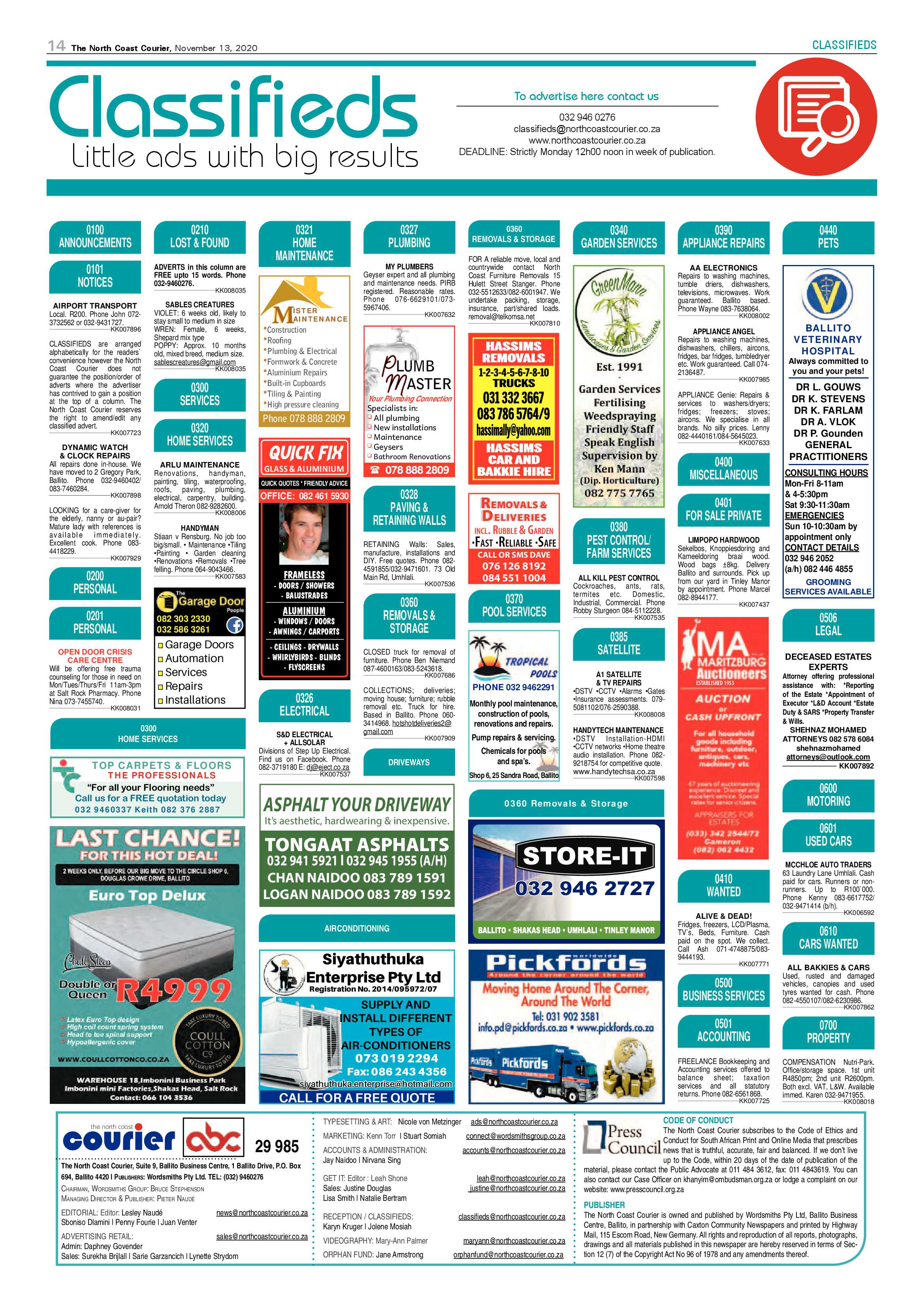 North Coast Courier 13 November 2020 page 14