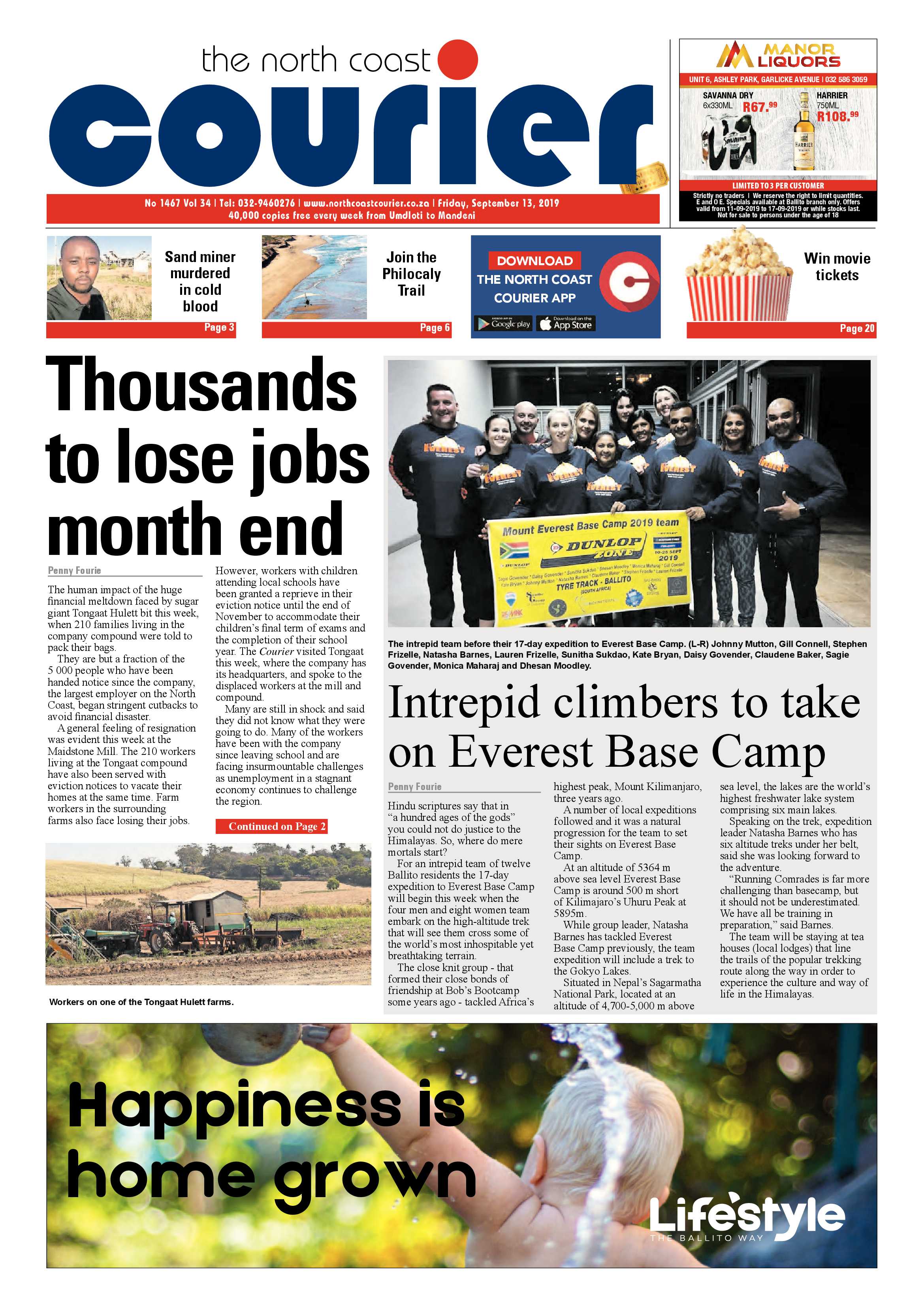 North Coast Courier 13 September 2019 page 1