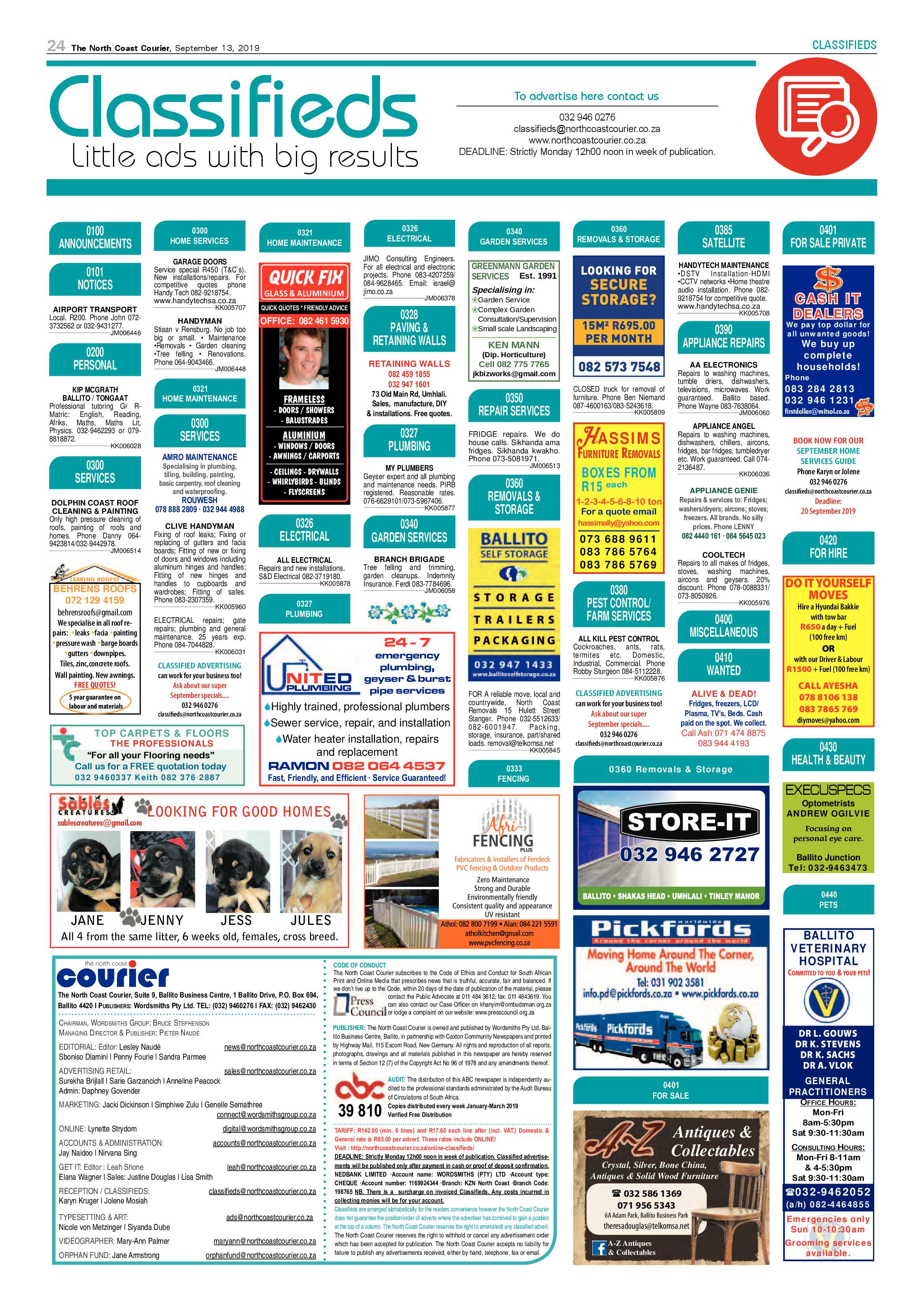 North Coast Courier 13 September 2019 page 24