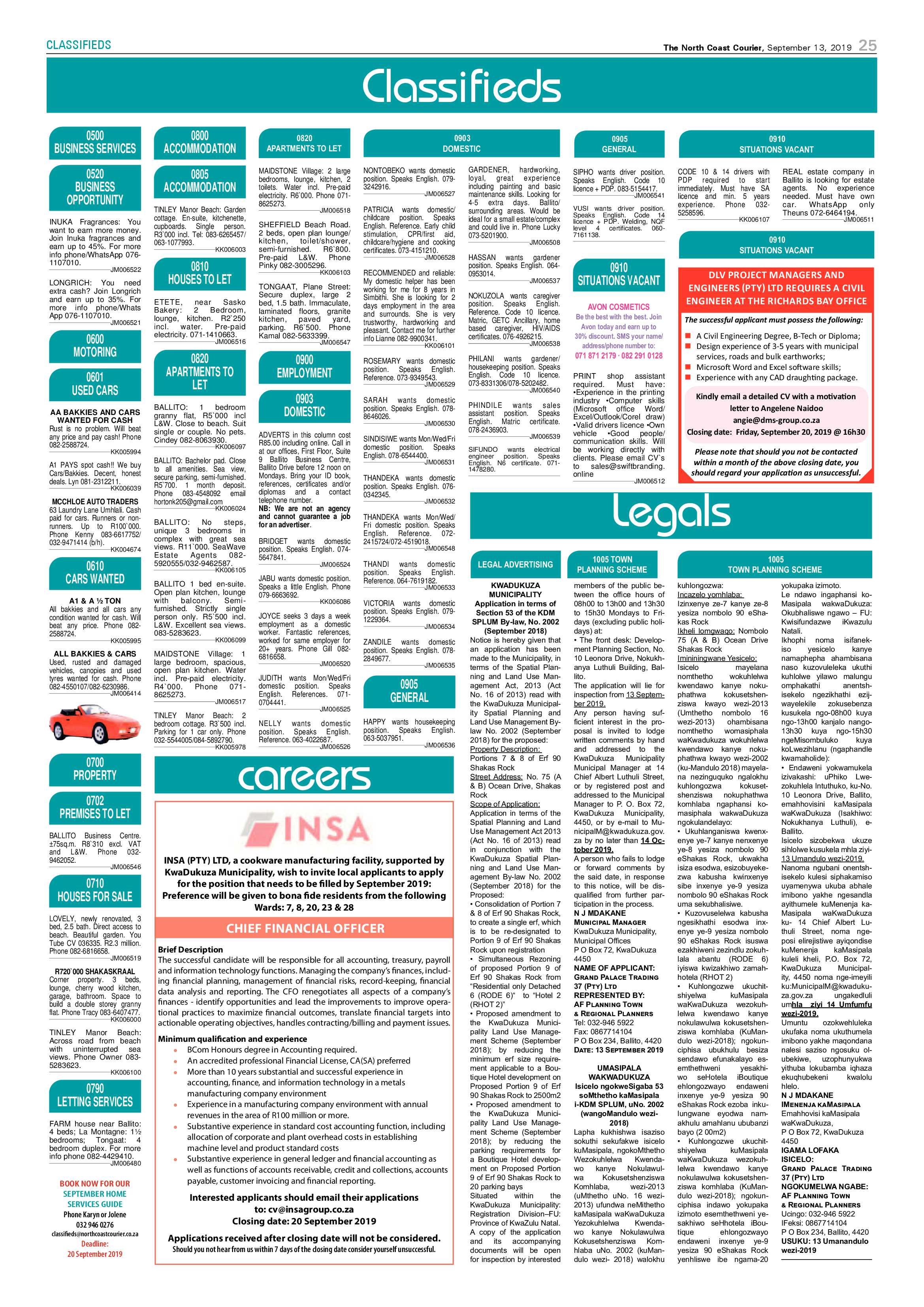 North Coast Courier 13 September 2019 page 25