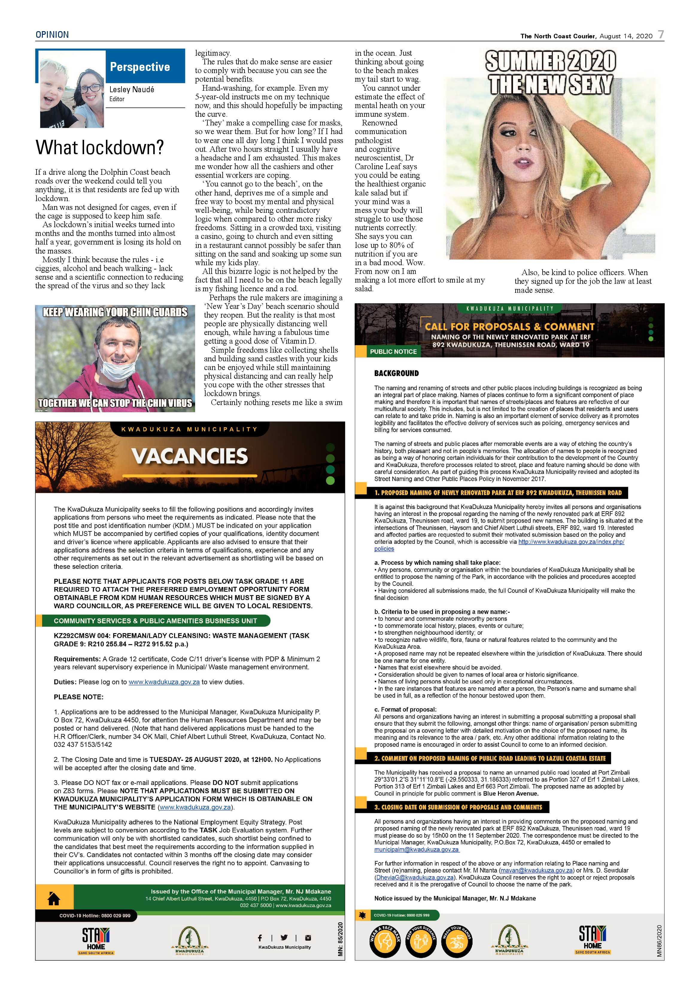 North Coast Courier 14 August 2020 page 7