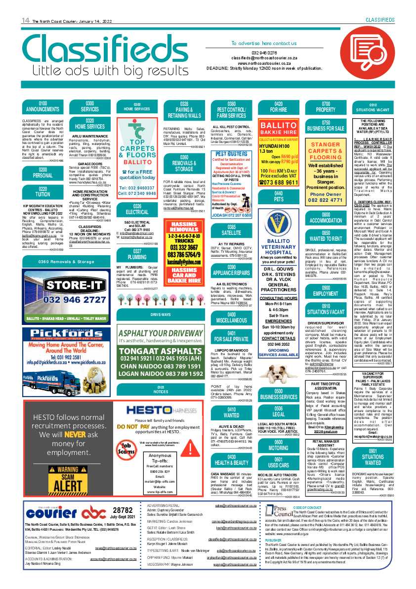 North Coast Courier 14 January 2022 page 14