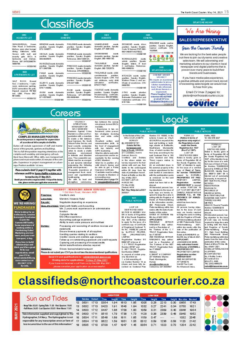 North Coast Courier 14 May 2021 page 16