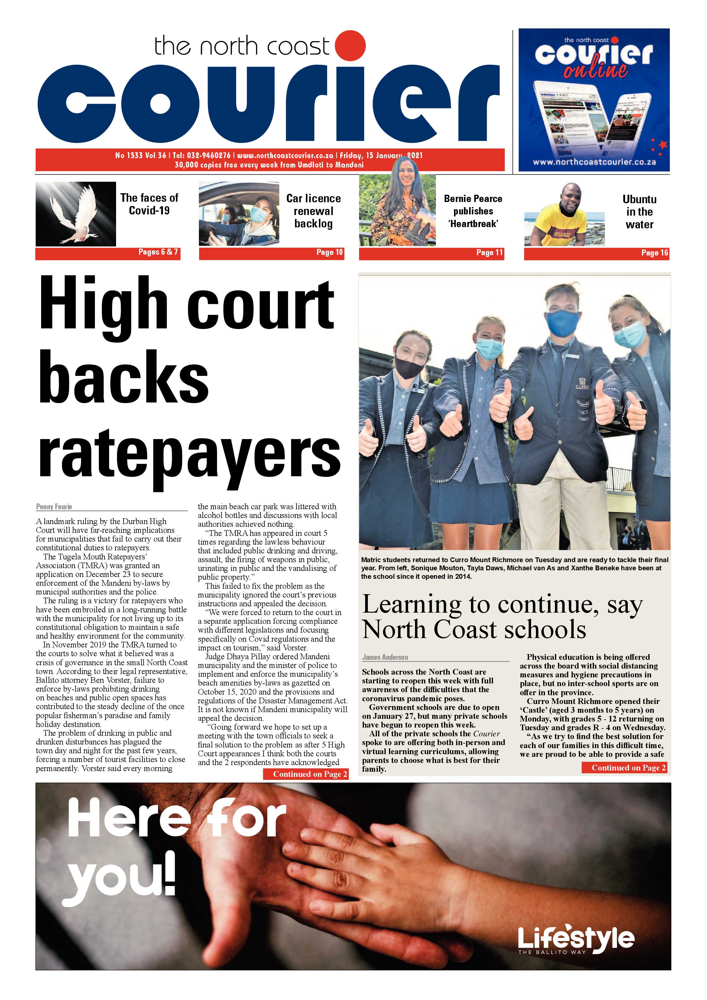 North Coast Courier 15 January 2021 page 1