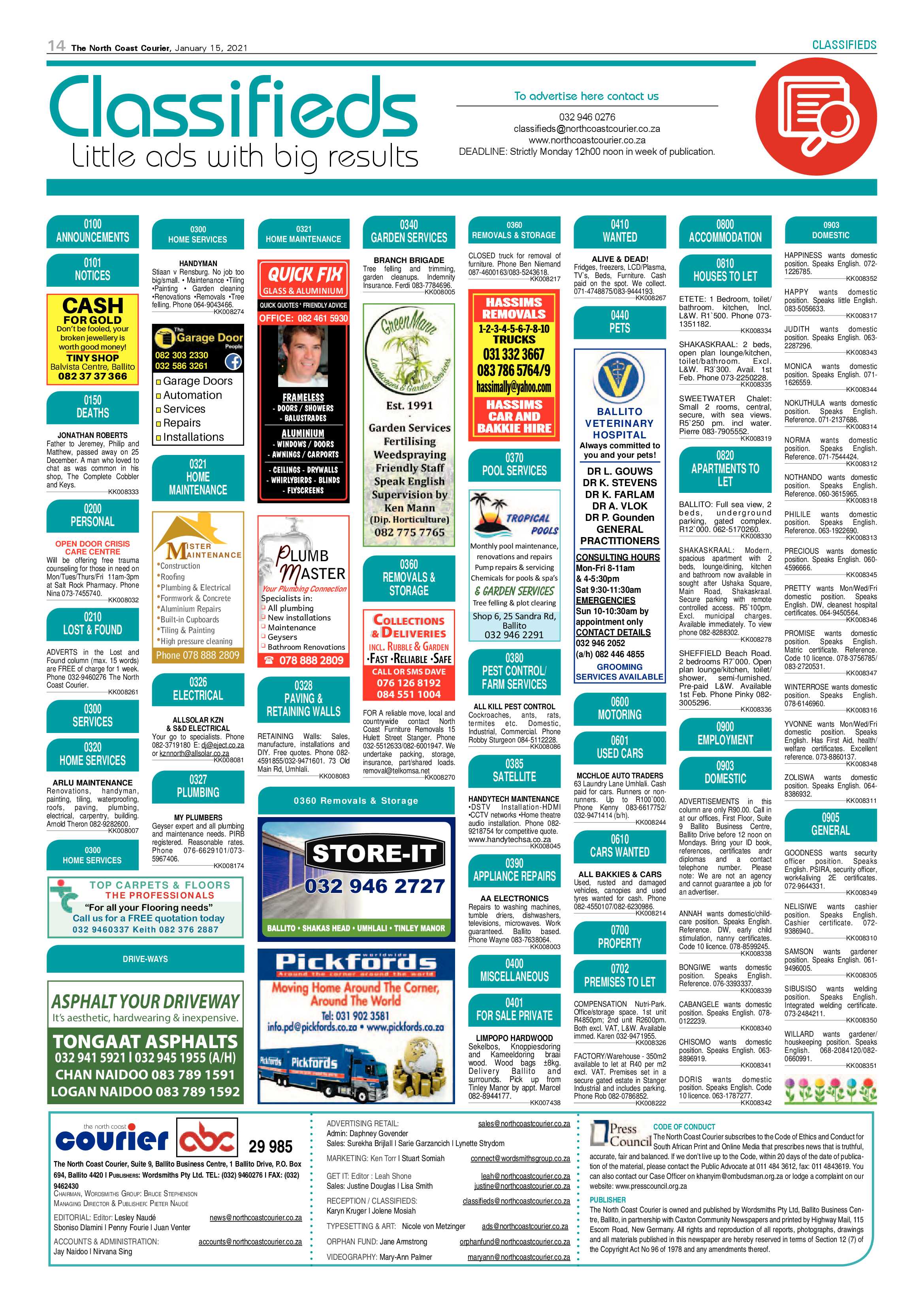North Coast Courier 15 January 2021 page 14