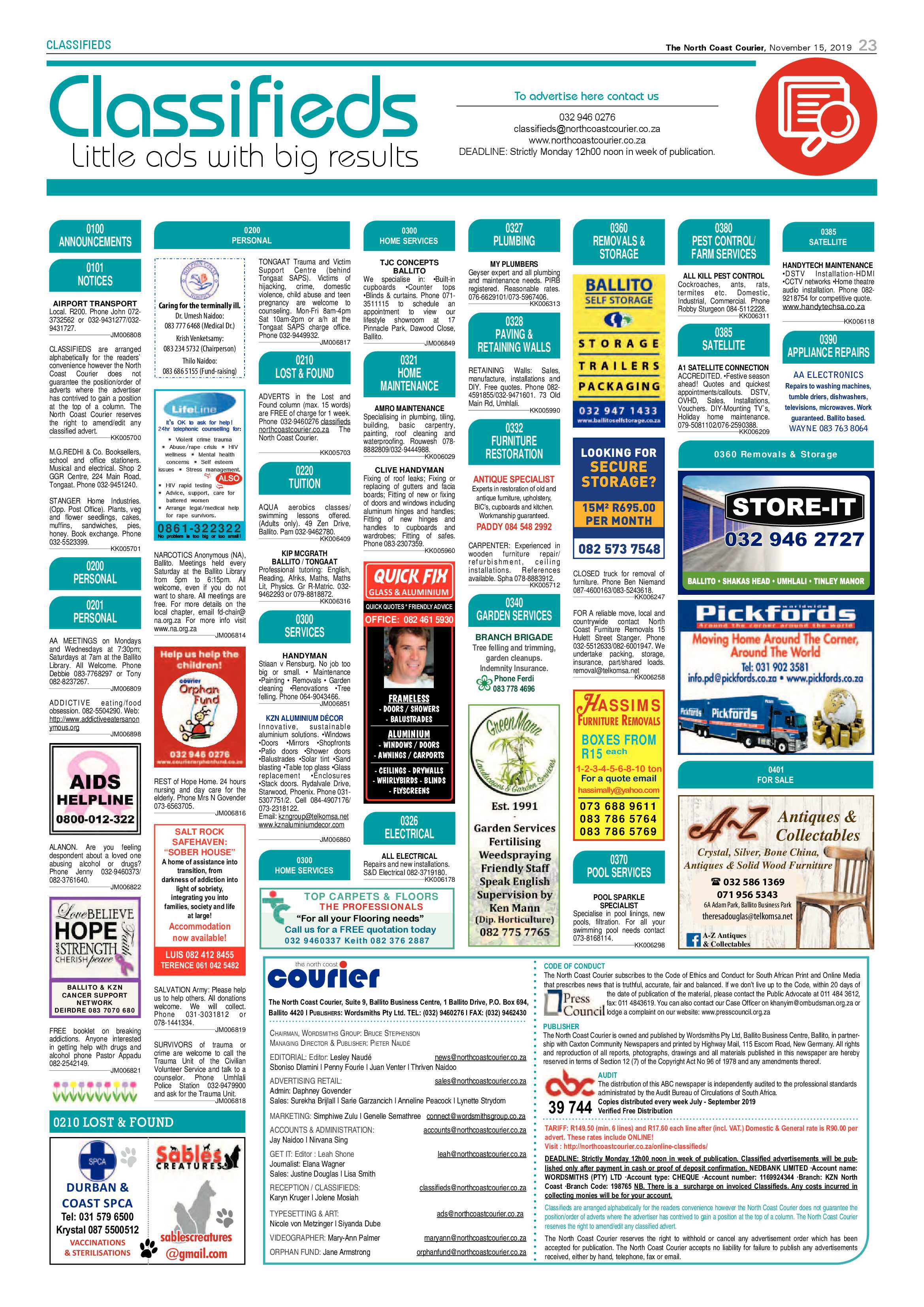 North Coast Courier 15 November 2019 page 23