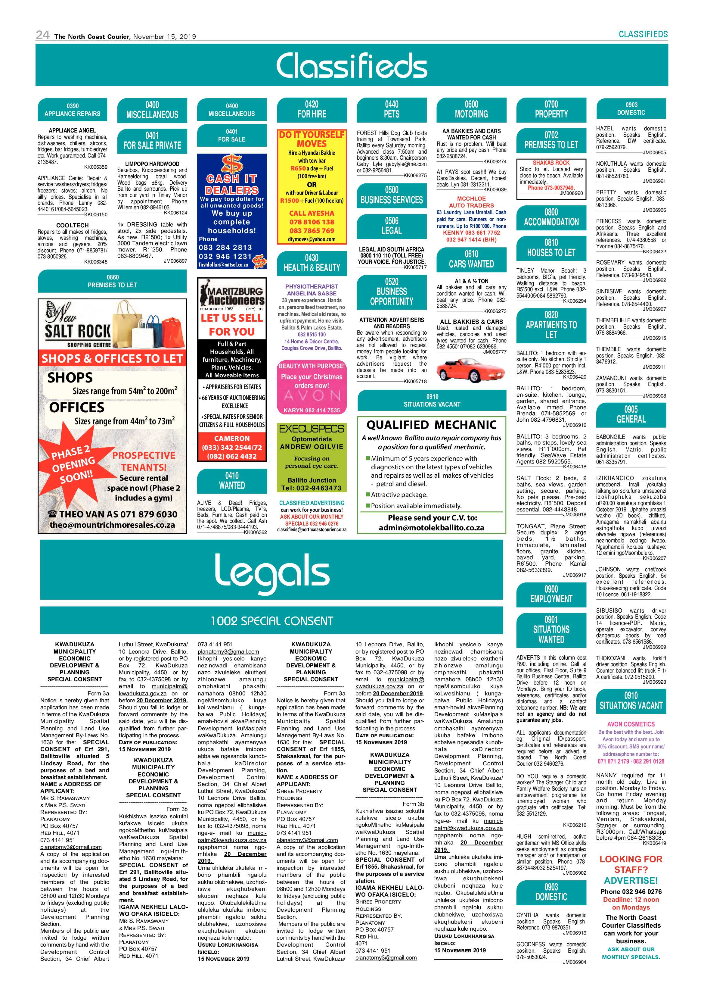 North Coast Courier 15 November 2019 page 24