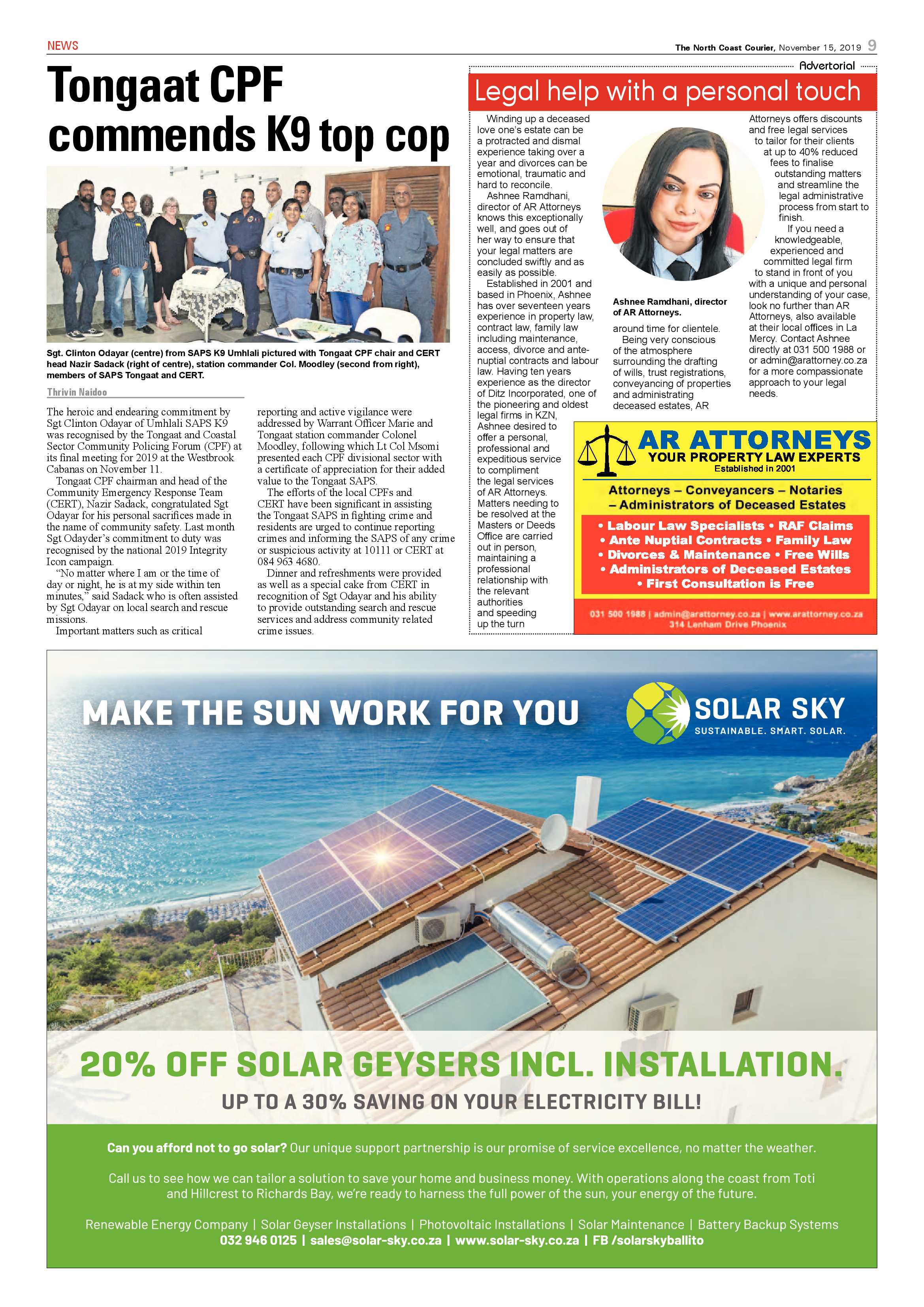 North Coast Courier 15 November 2019 page 9