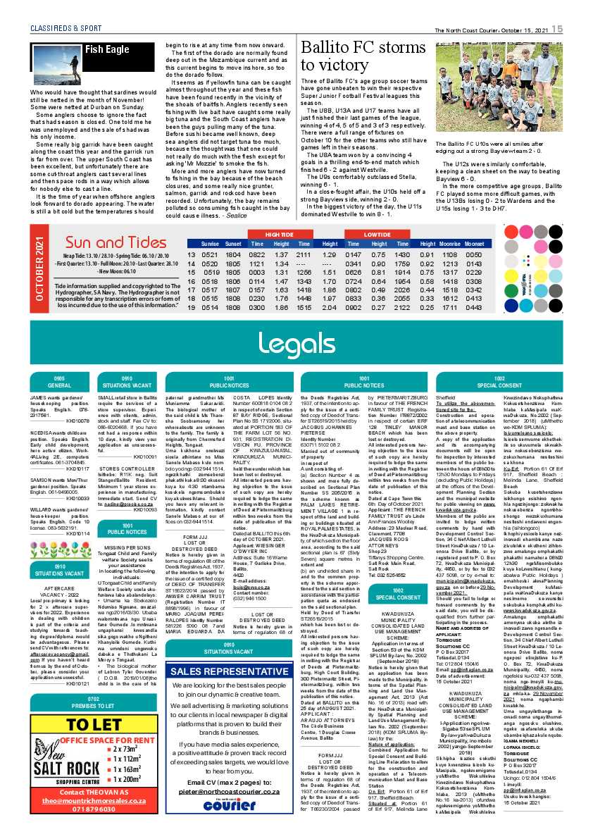 North Coast Courier 15 October 2021 page 15
