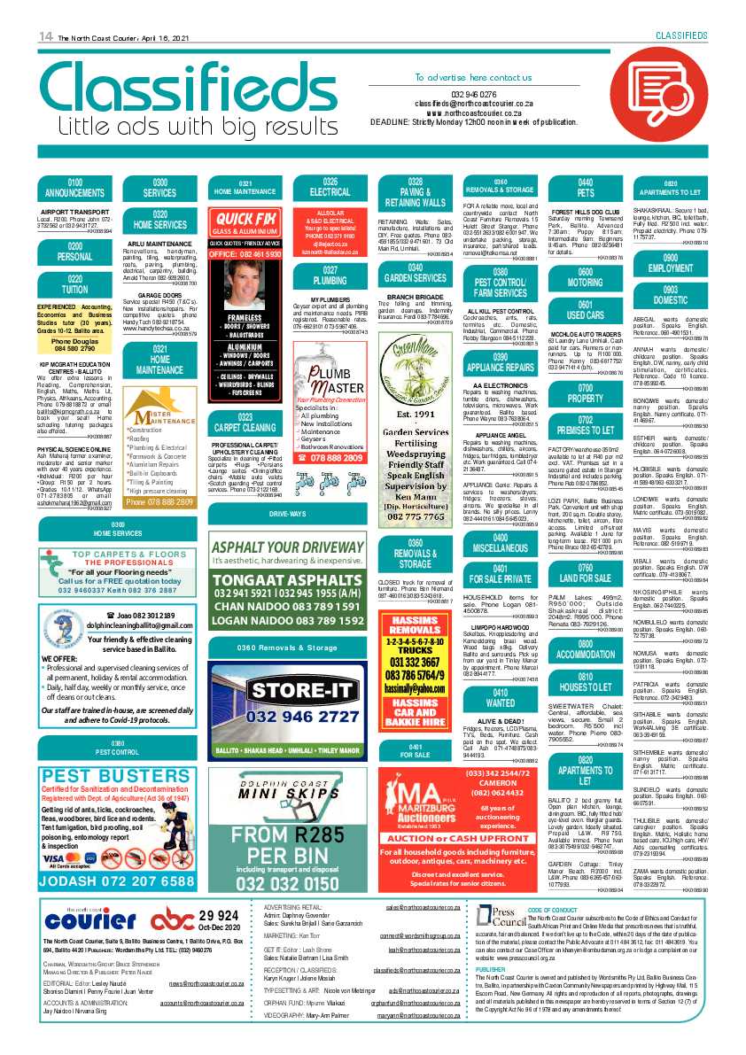 North Coast Courier 16 April 2021 page 14