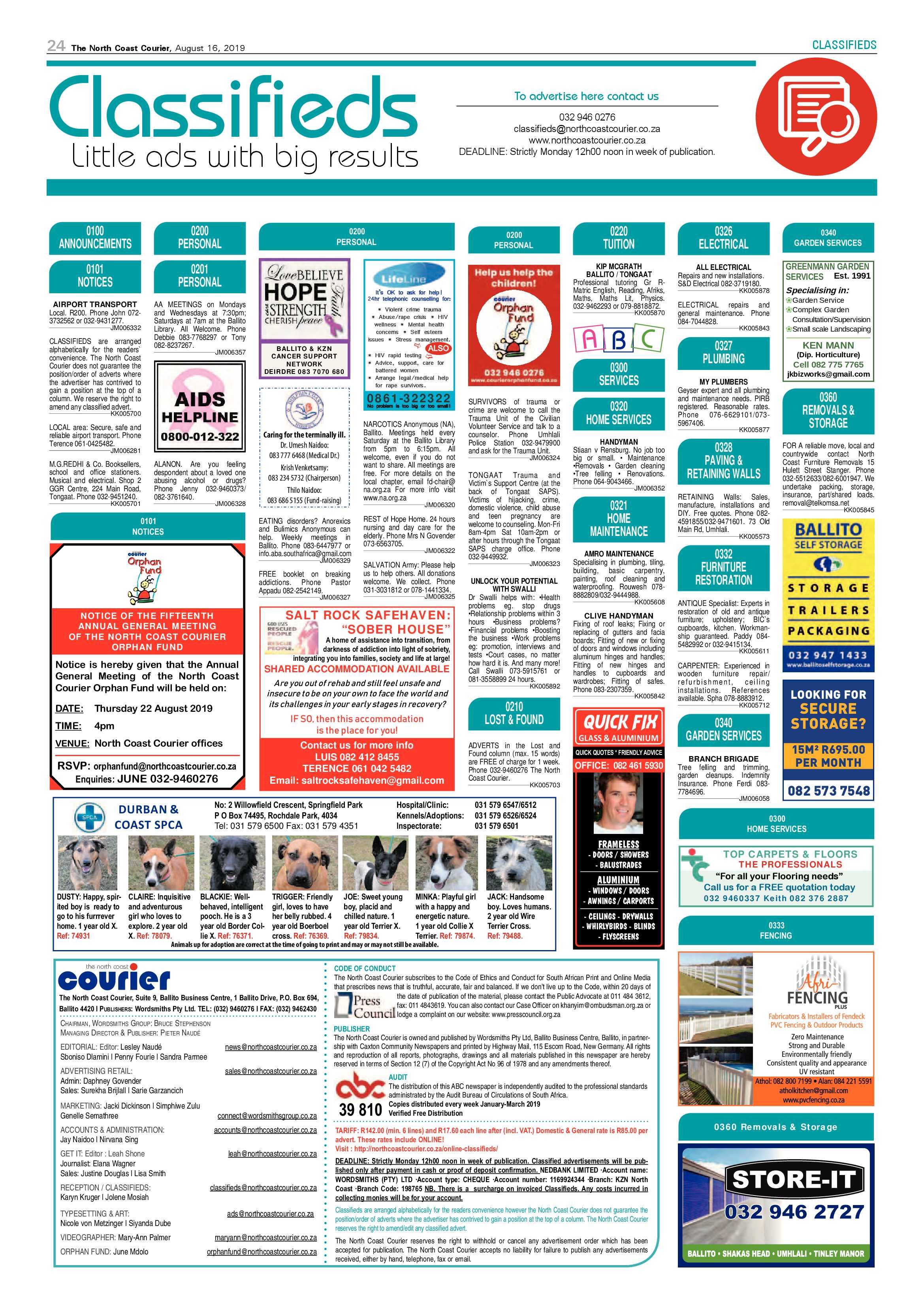 North Coast Courier 16 August 2019 page 24