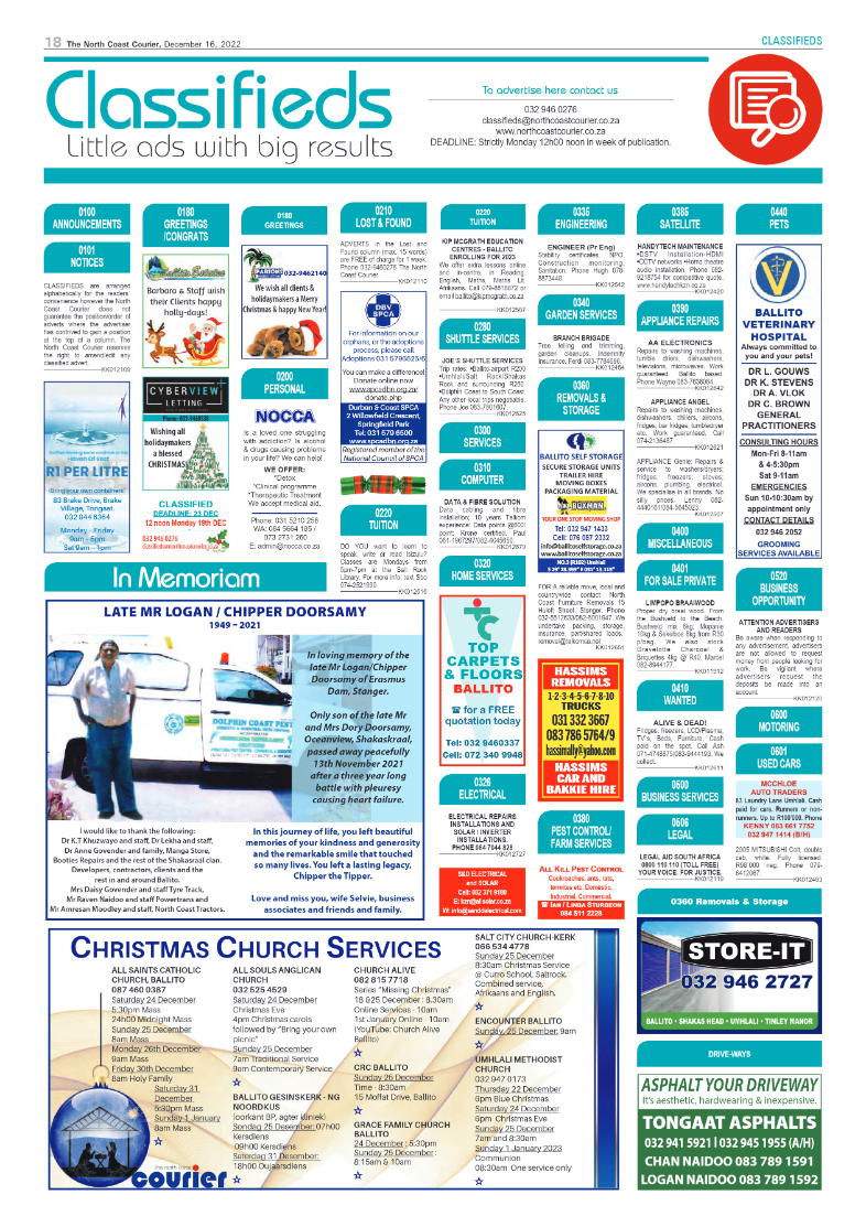 North Coast Courier 16 December 2022 page 18