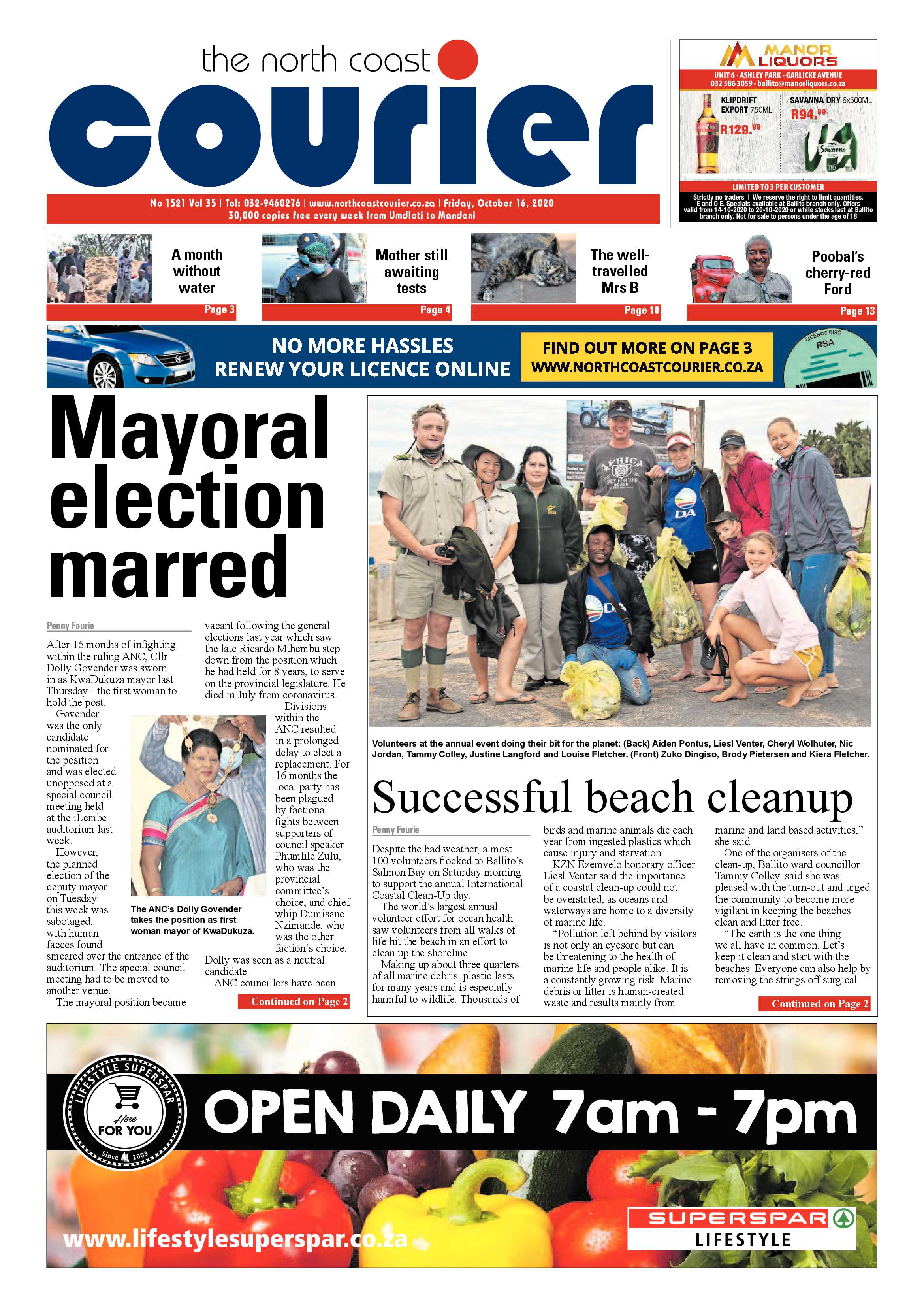 North Coast Courier 16 October 2020 page 1