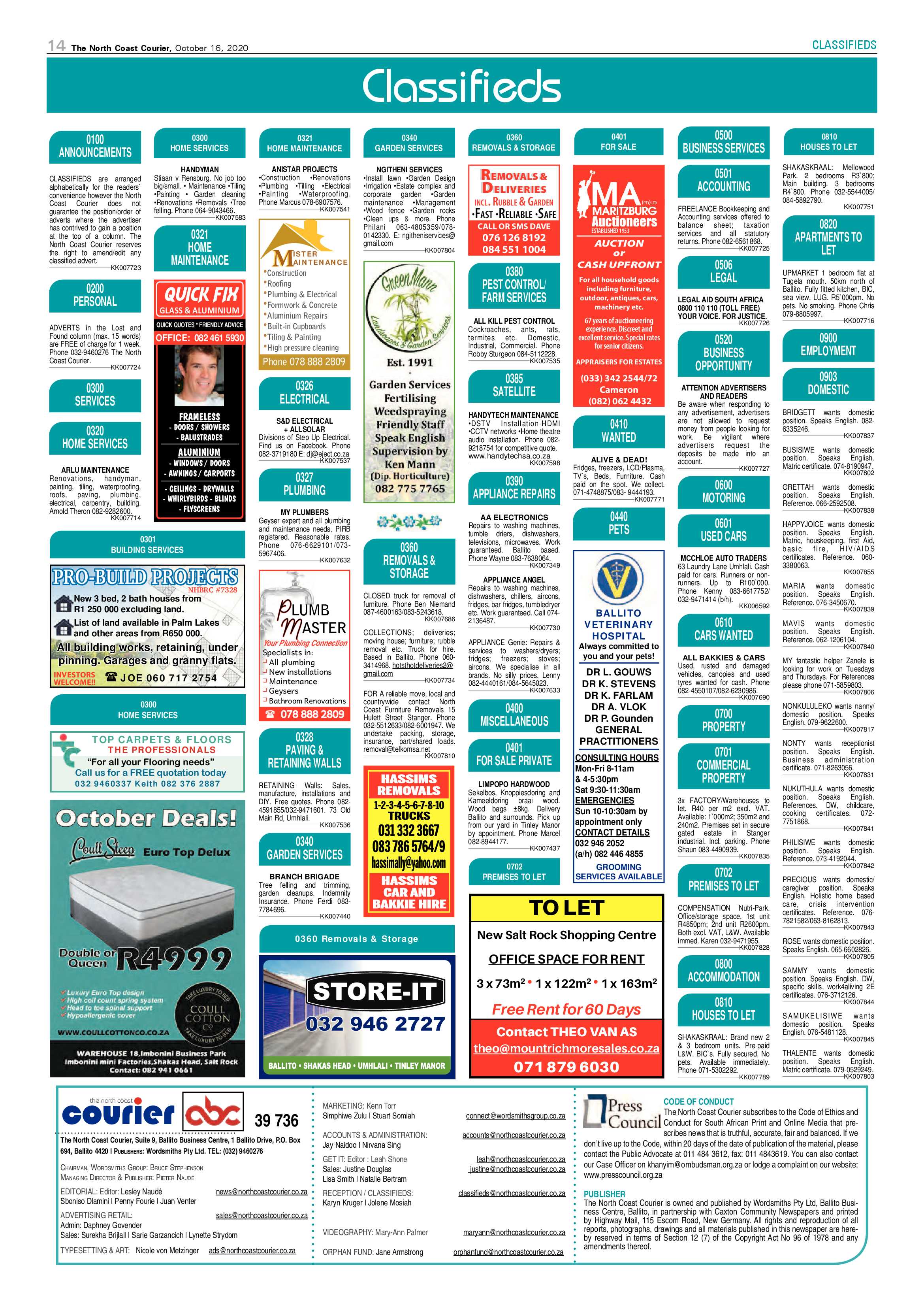 North Coast Courier 16 October 2020 page 14