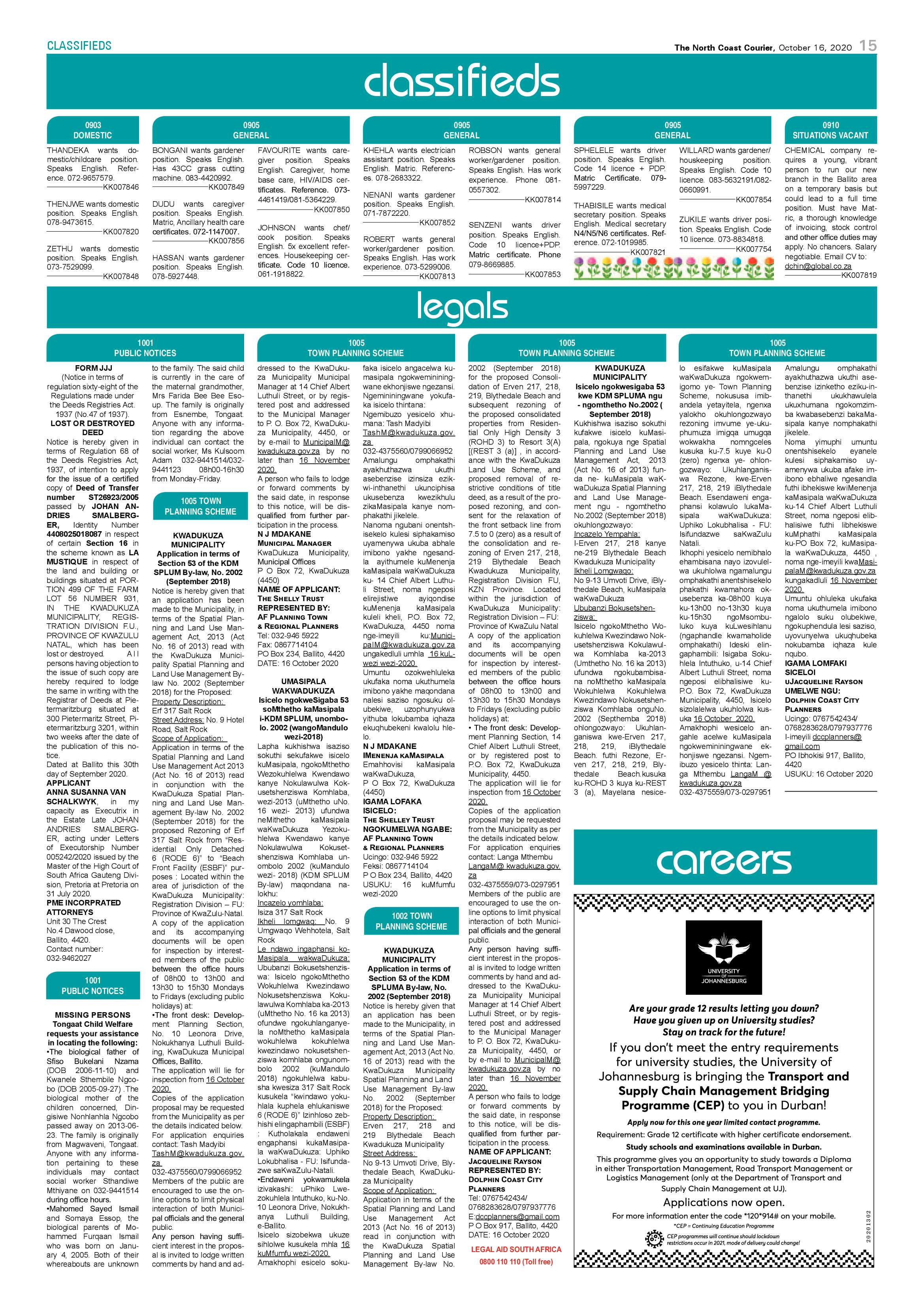 North Coast Courier 16 October 2020 page 15