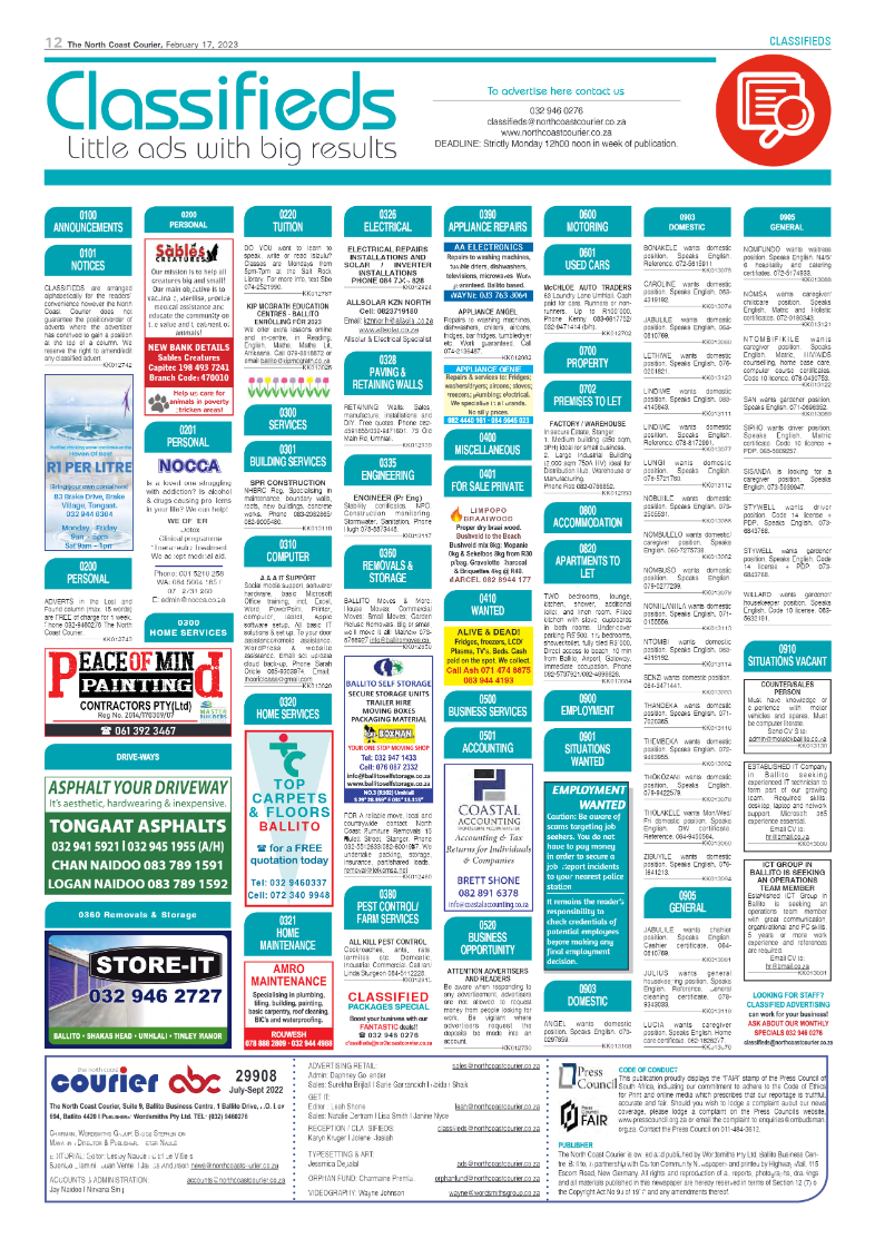 North Coast Courier 17 February 2023 page 12