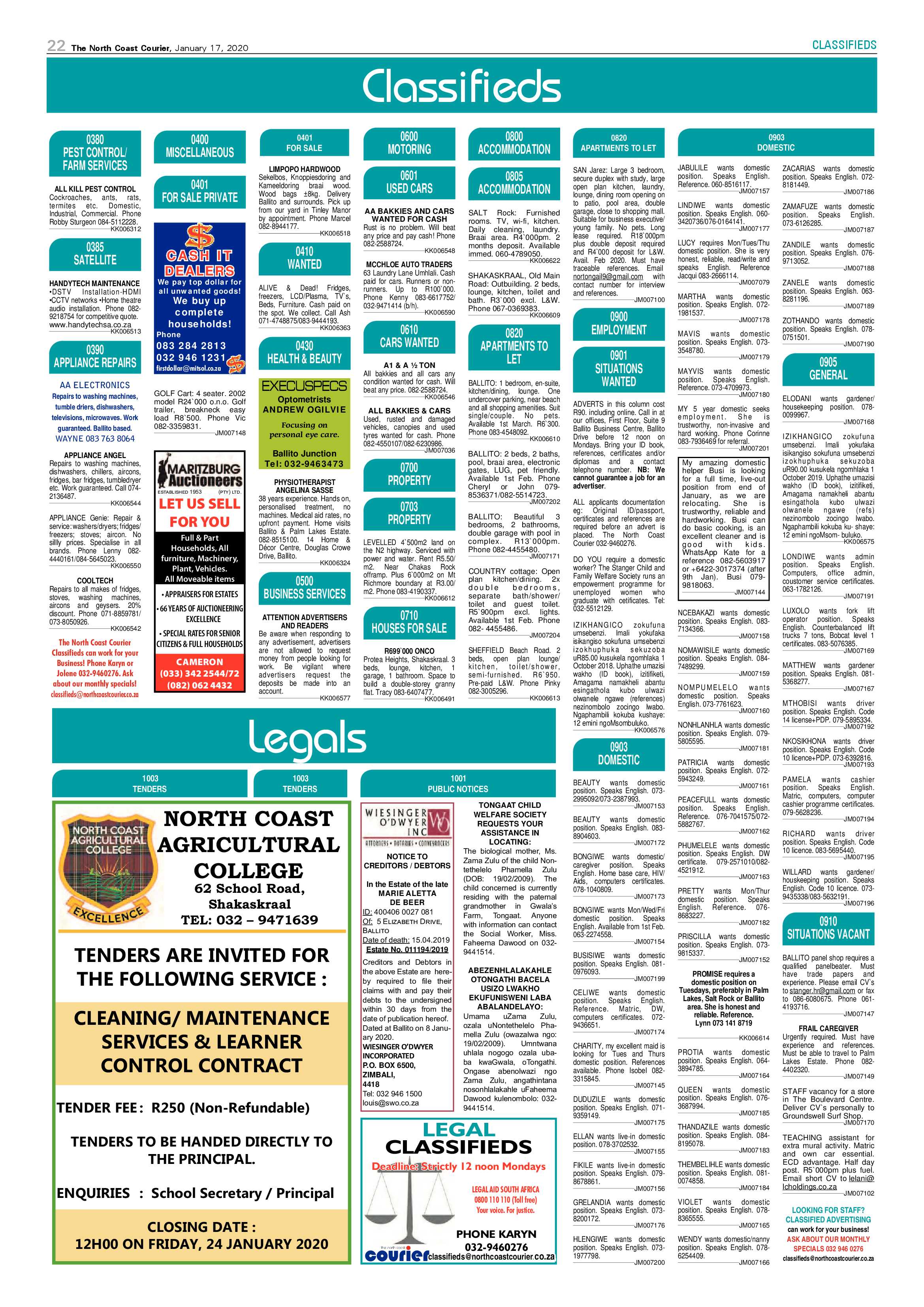 North Coast Courier 17 January 2020 page 22