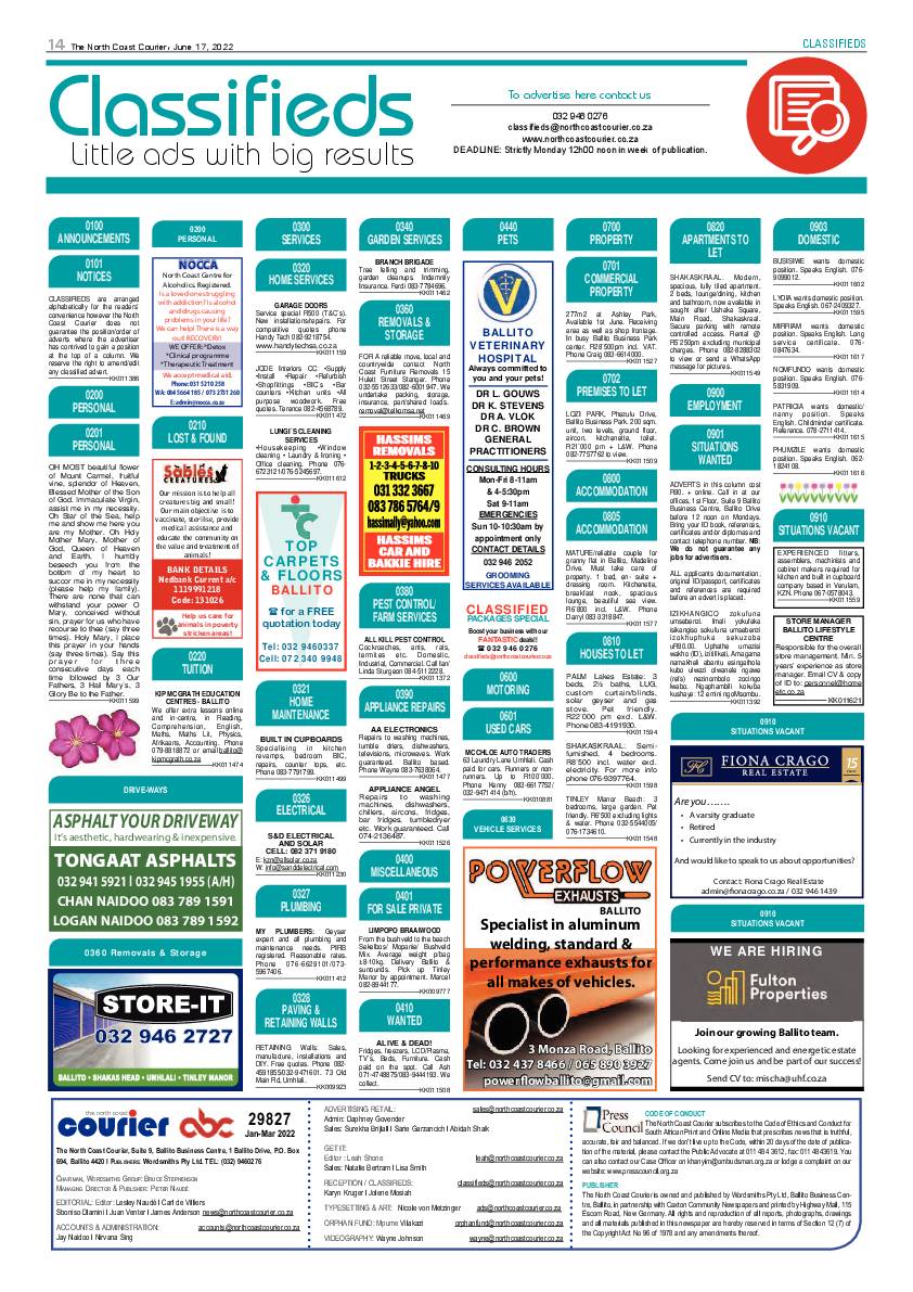 North Coast Courier 17 June 2022 page 14
