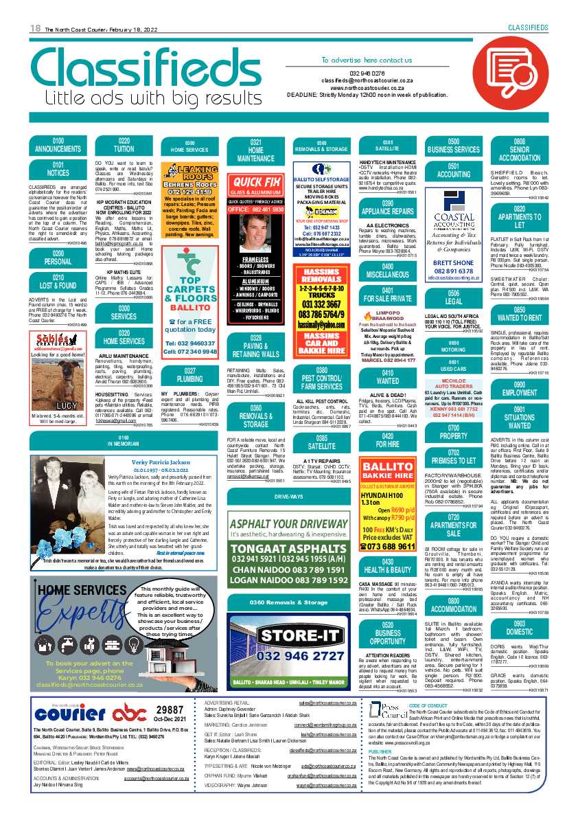 North Coast Courier 18 February 2022 page 18