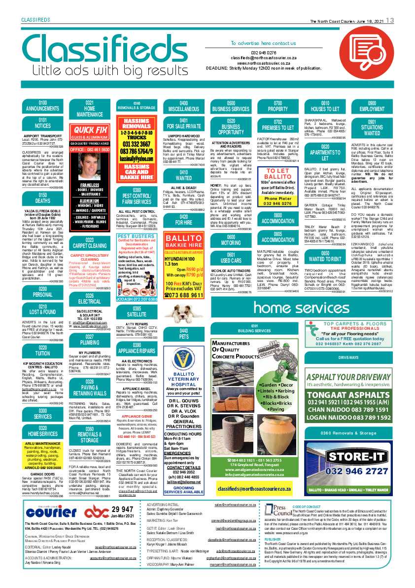 North Coast Courier 18 June 2021 page 13