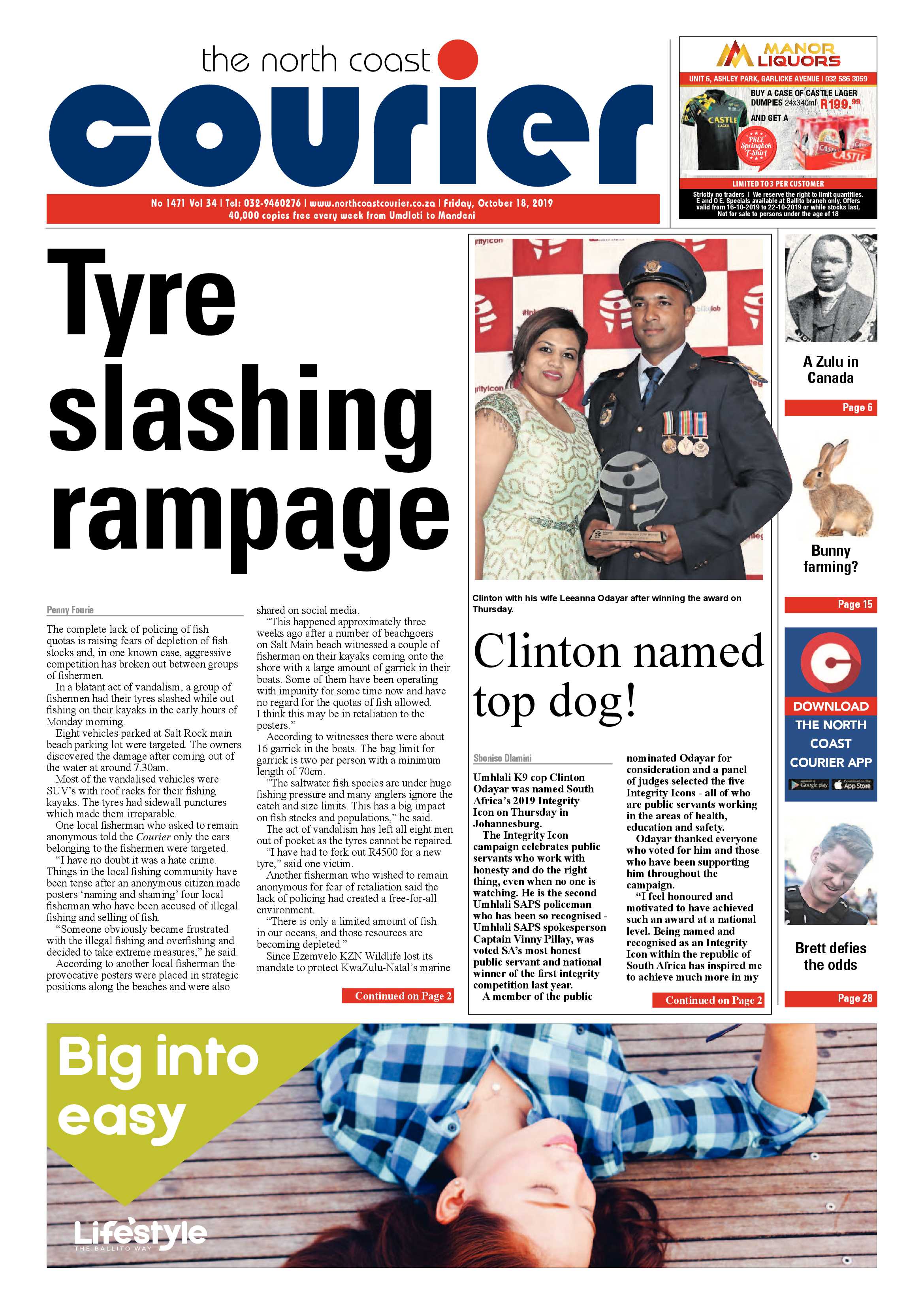 North Coast Courier 18 October 2019 page 1