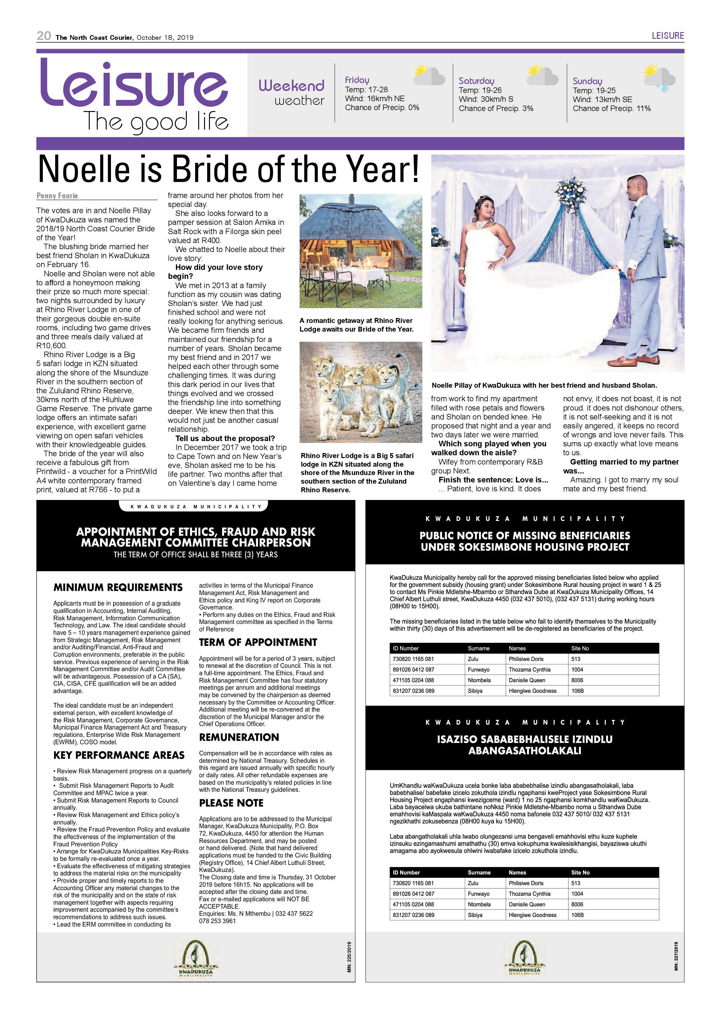 North Coast Courier 18 October 2019 page 20