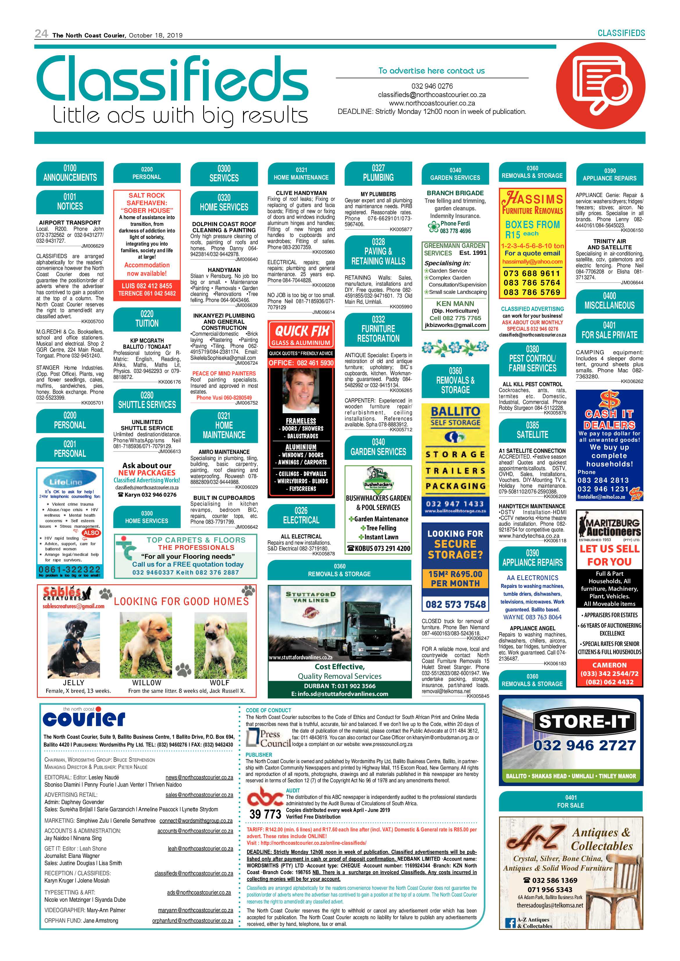 North Coast Courier 18 October 2019 page 24