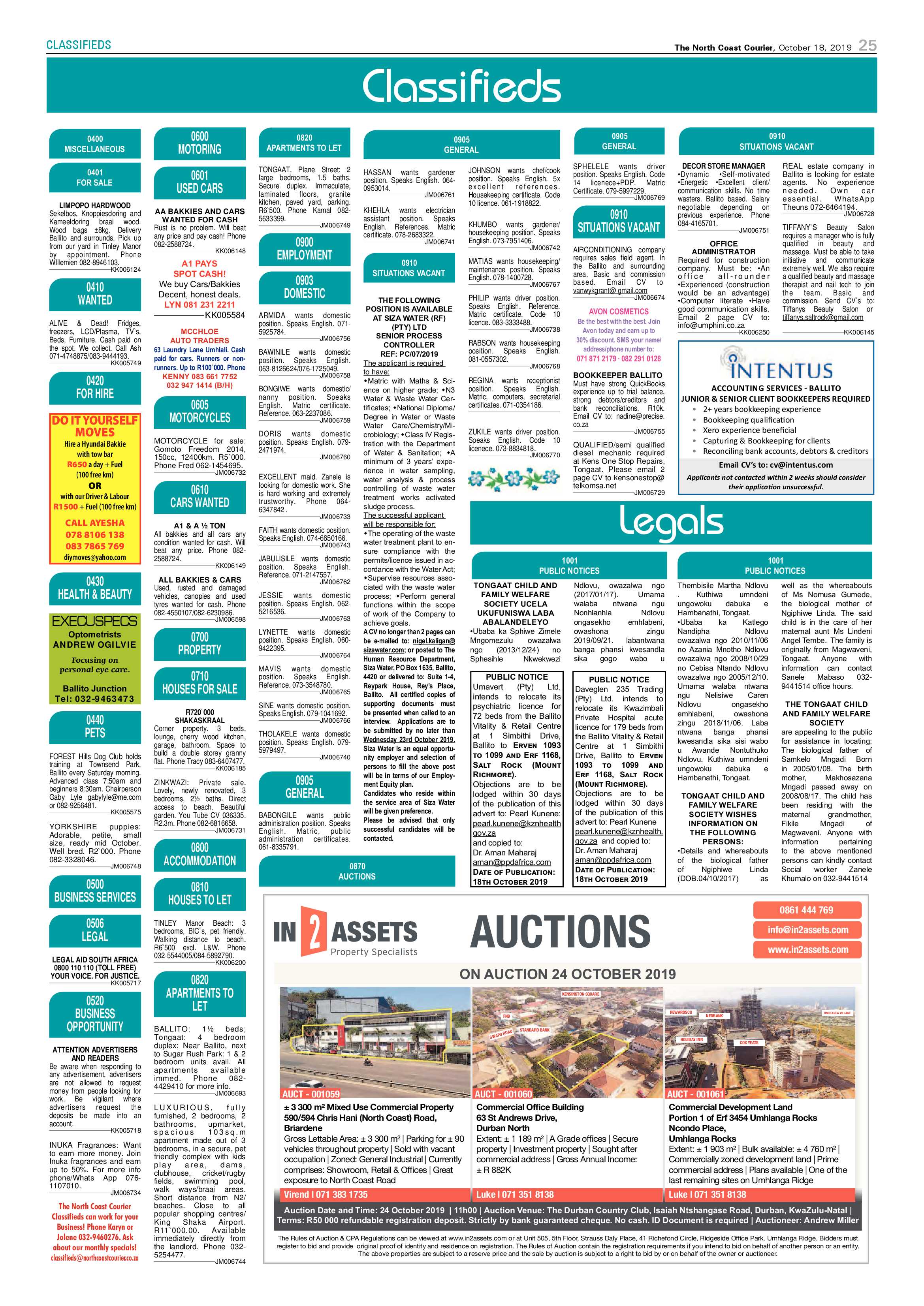 North Coast Courier 18 October 2019 page 25