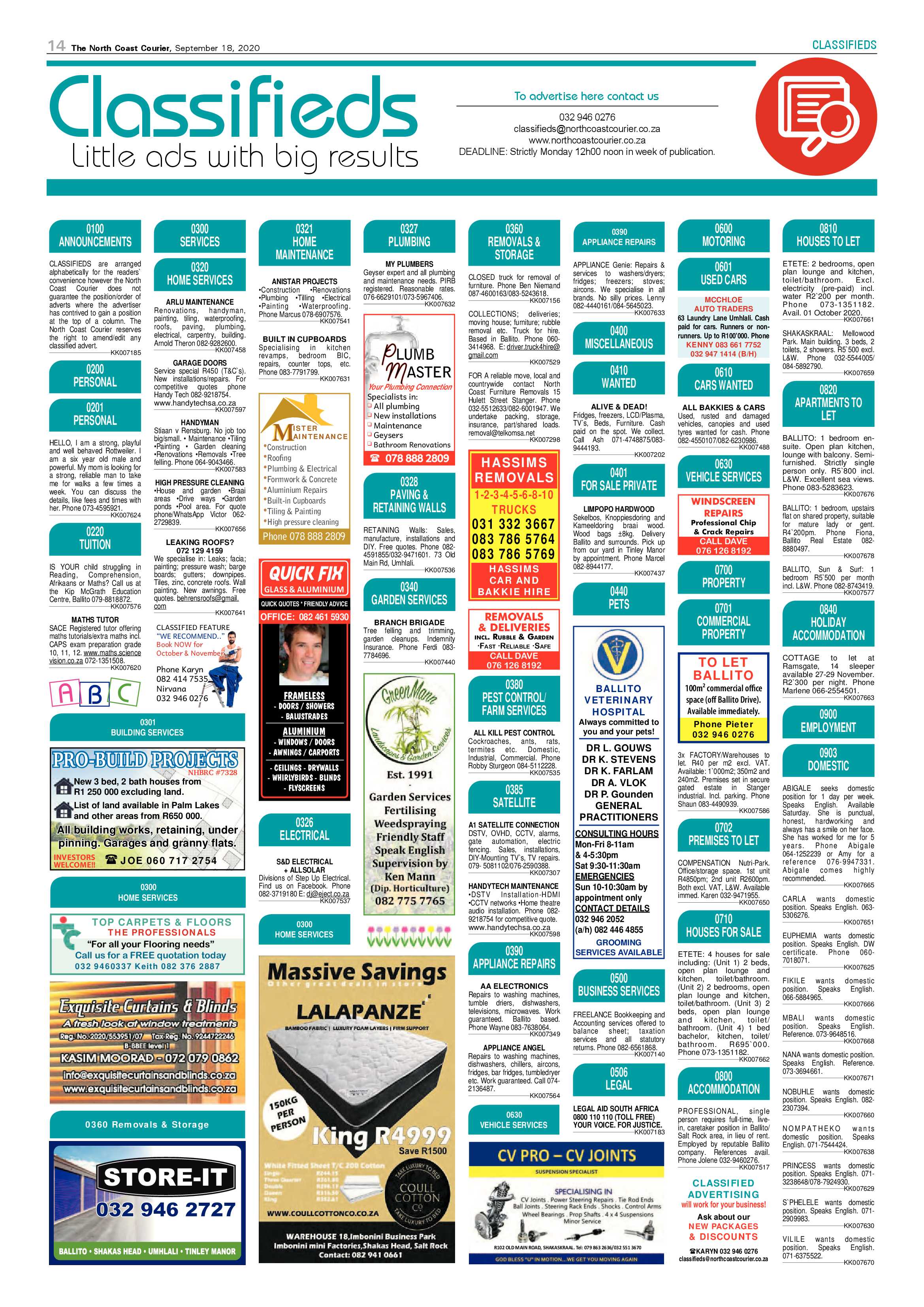 North Coast Courier 18 September 2020 page 14