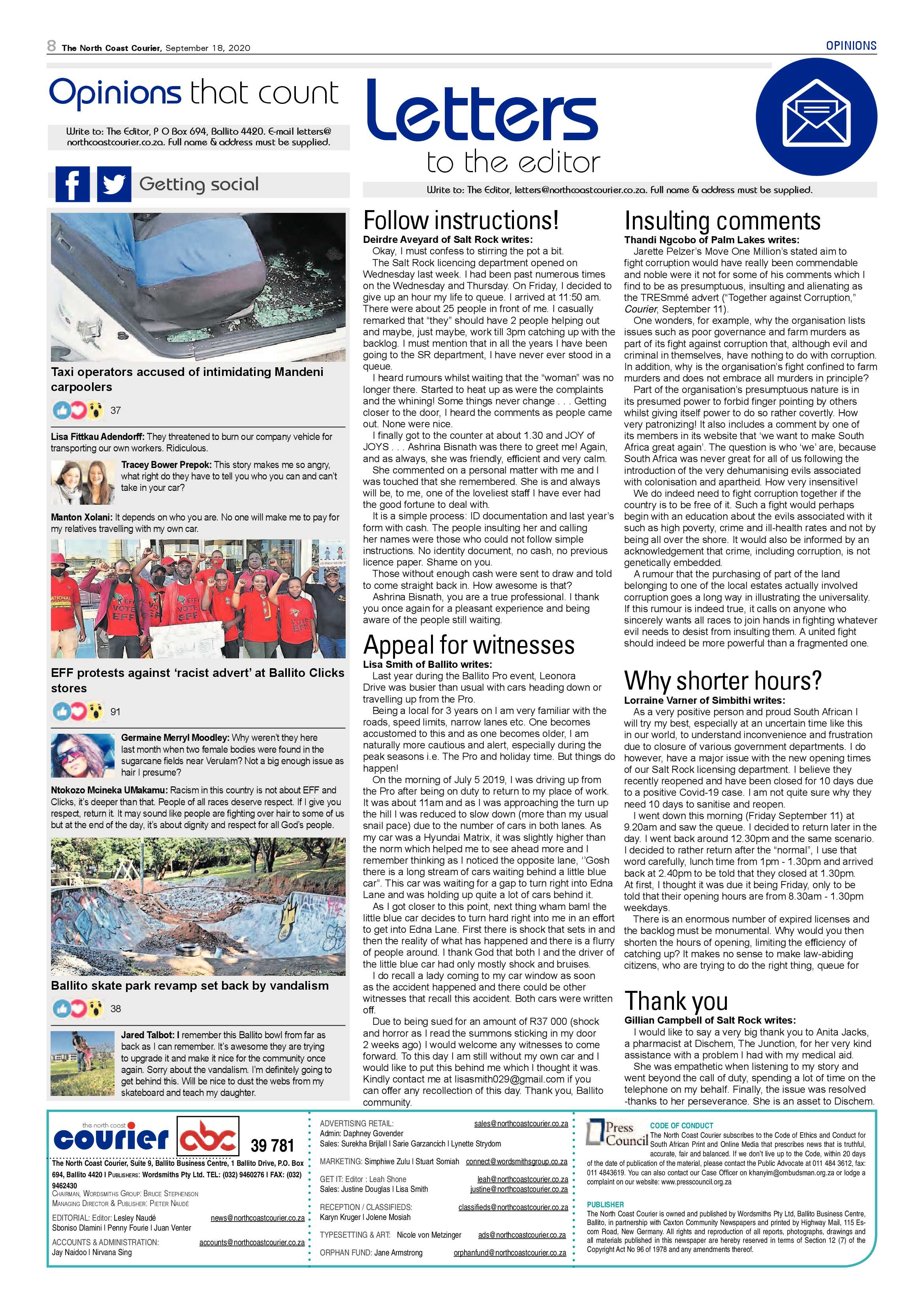 North Coast Courier 18 September 2020 page 8