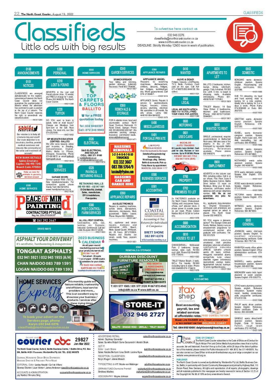 North Coast Courier 19 August 2022 page 22