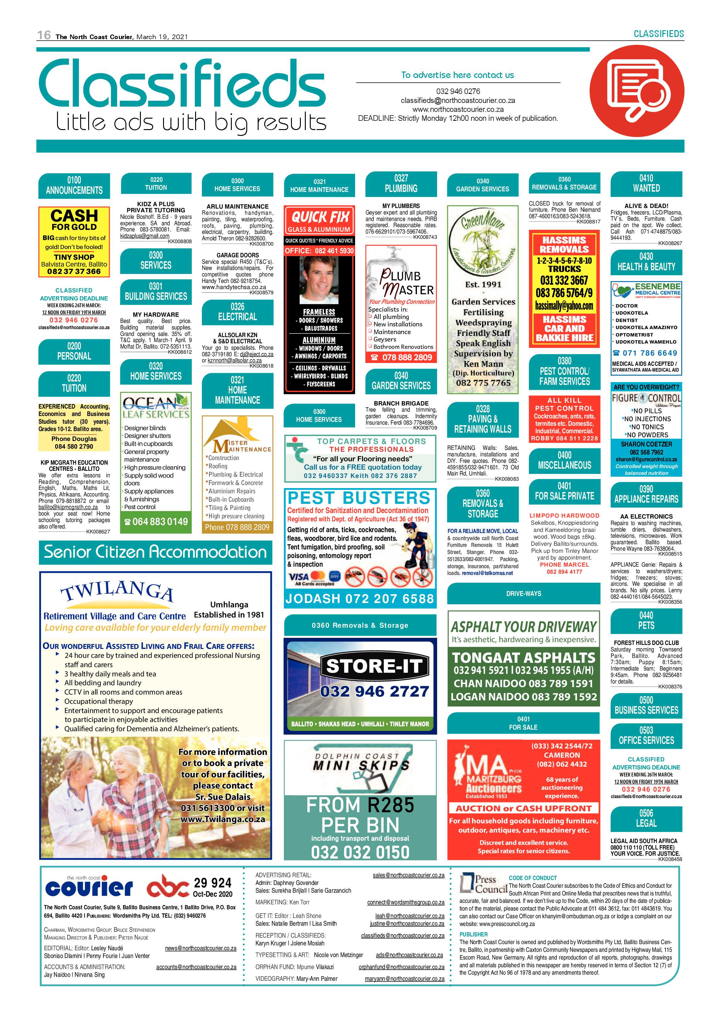 North Coast Courier 19 March 2021 page 16