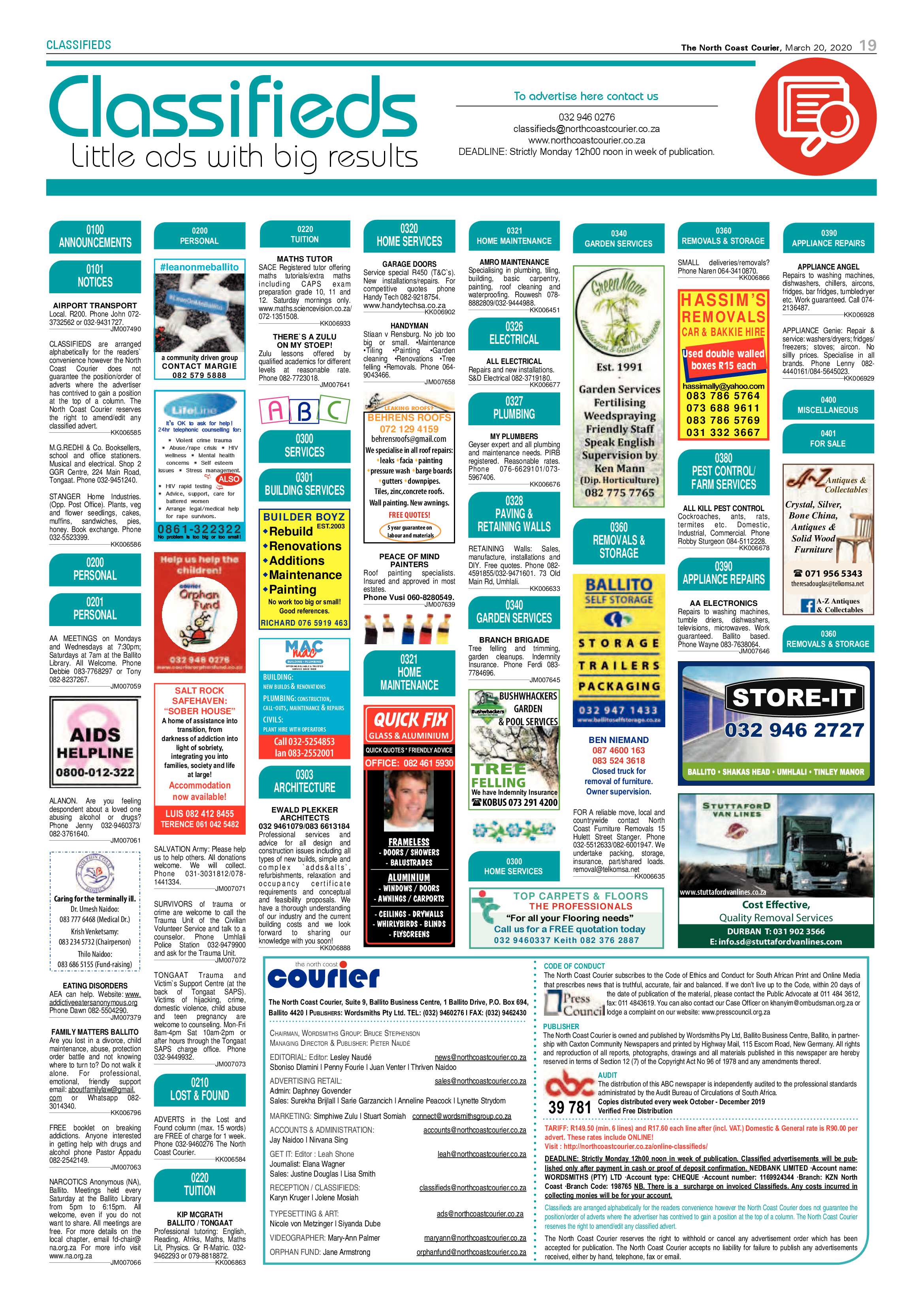 North Coast Courier 20 March 2020 page 19