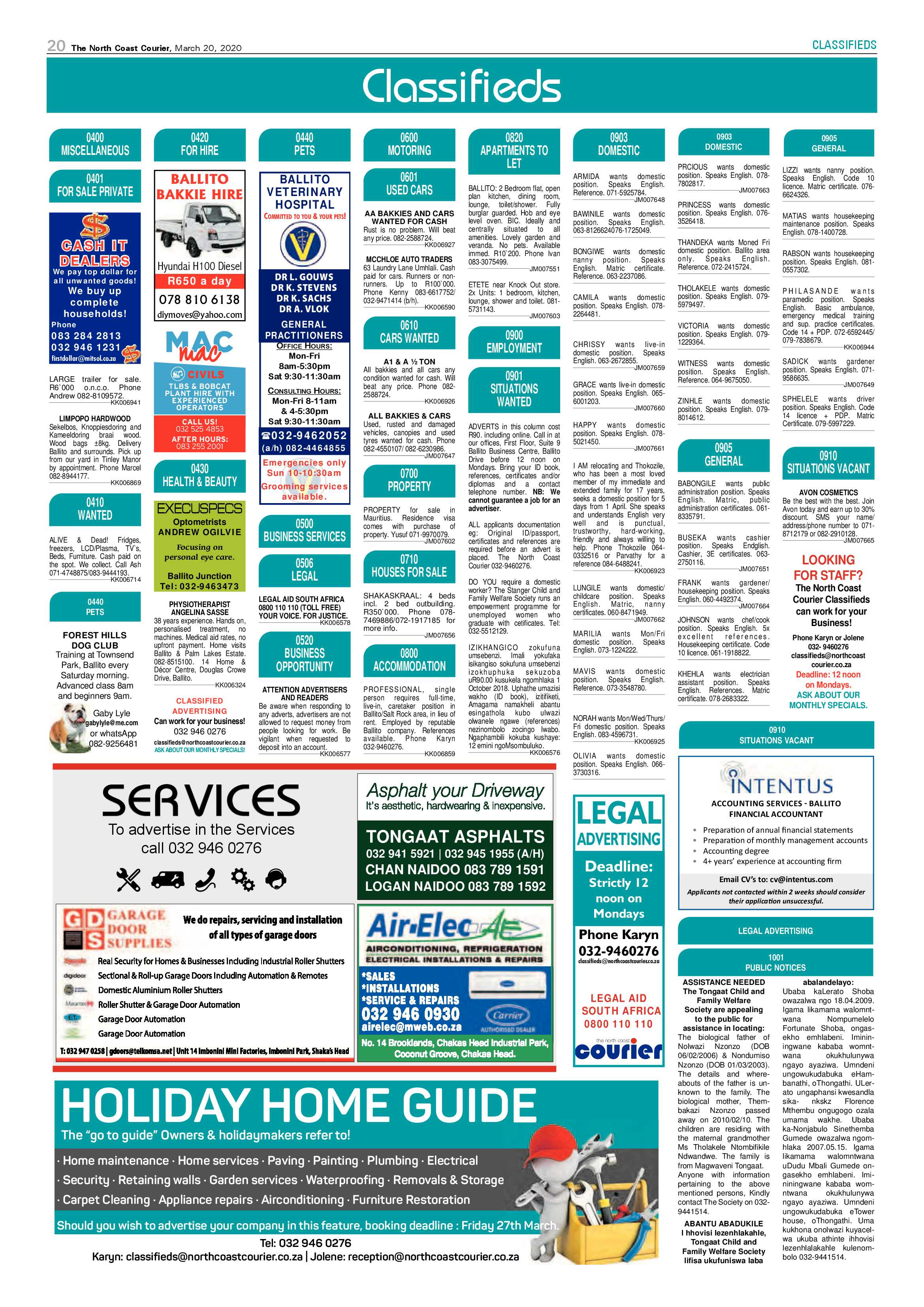 North Coast Courier 20 March 2020 page 20