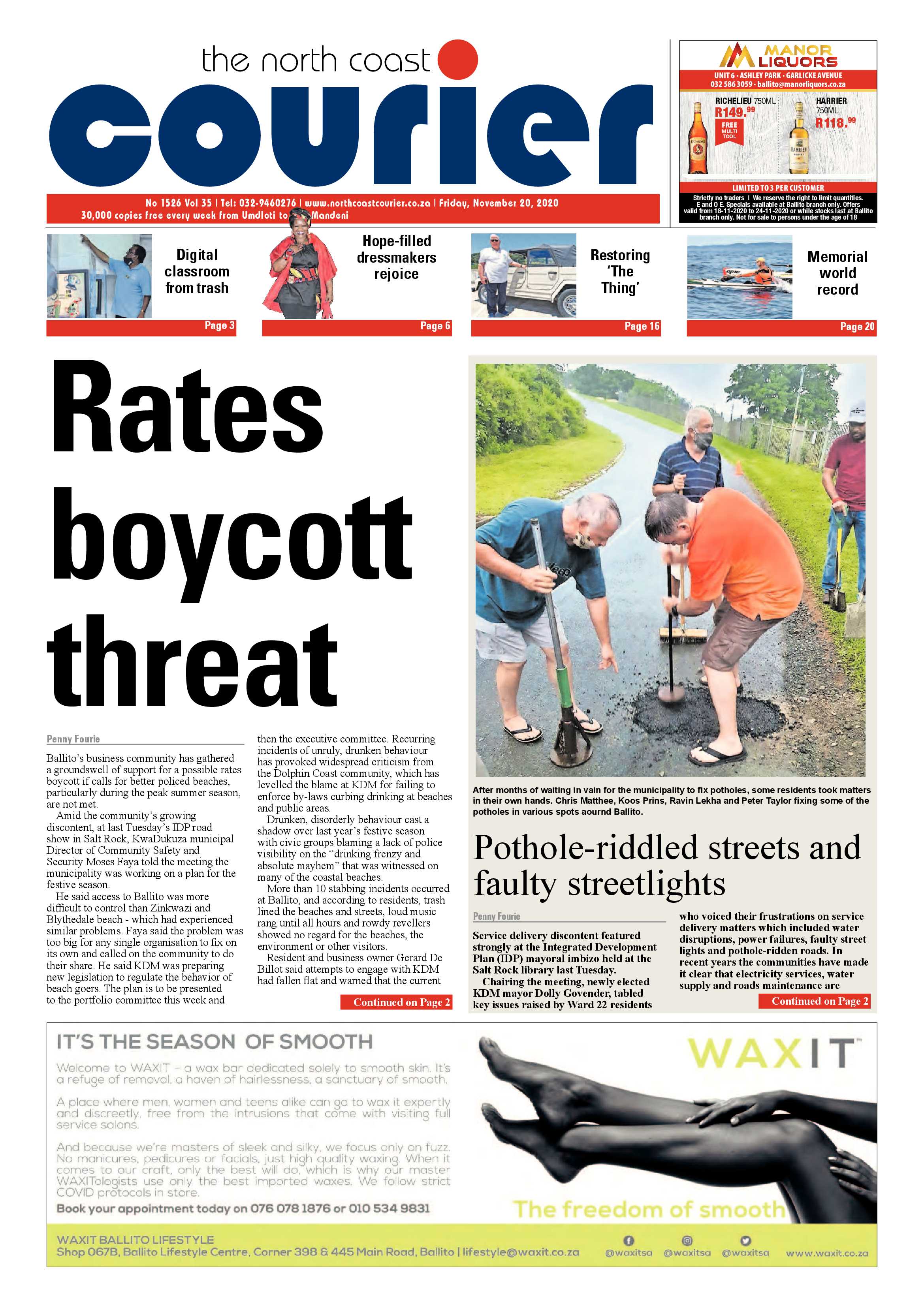 North Coast Courier 20 November 2020 page 1