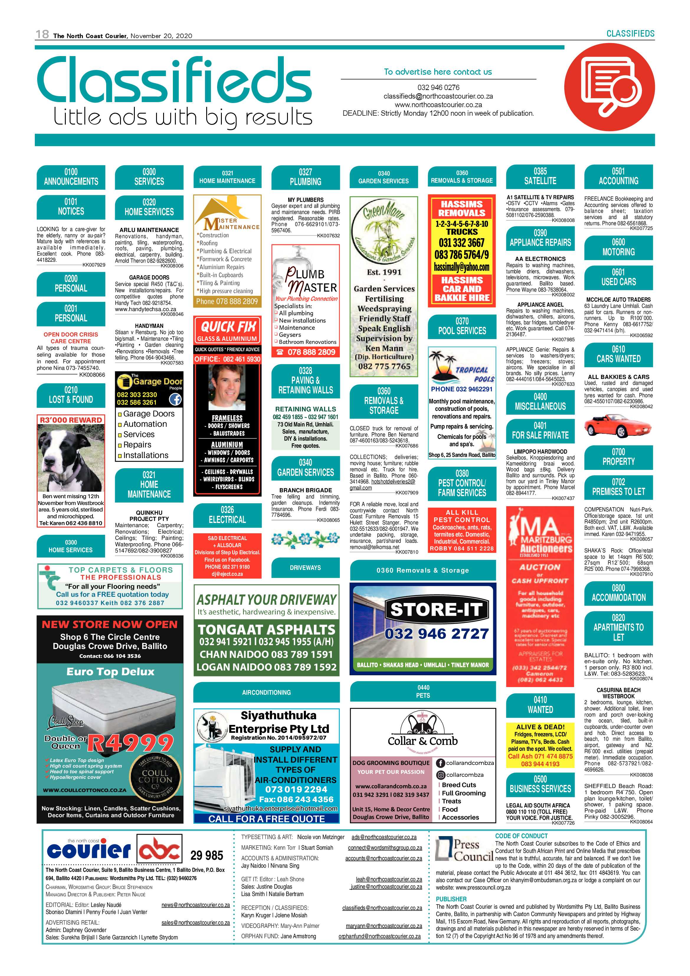 North Coast Courier 20 November 2020 page 18