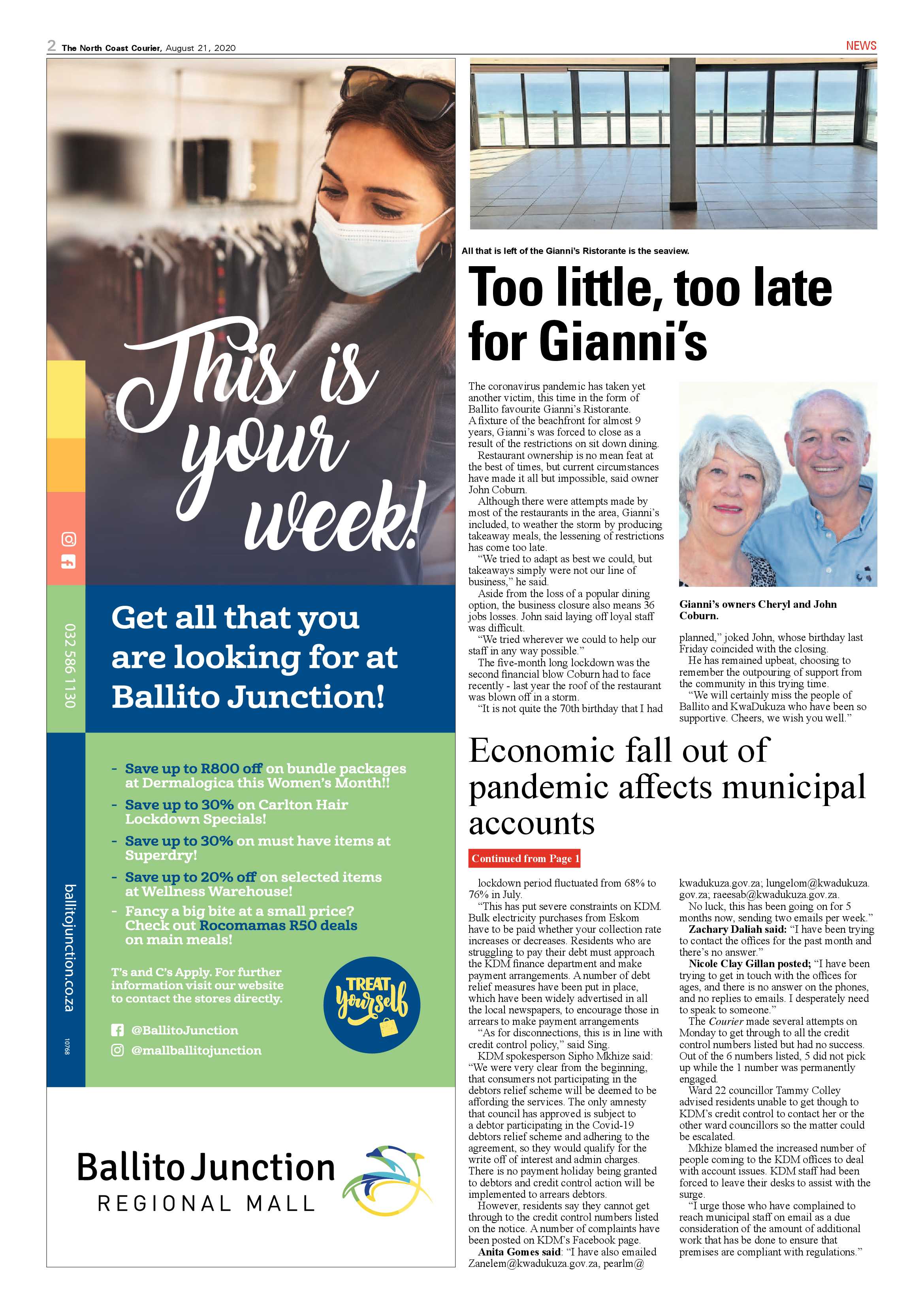 North Coast Courier 21 August 2020 page 2