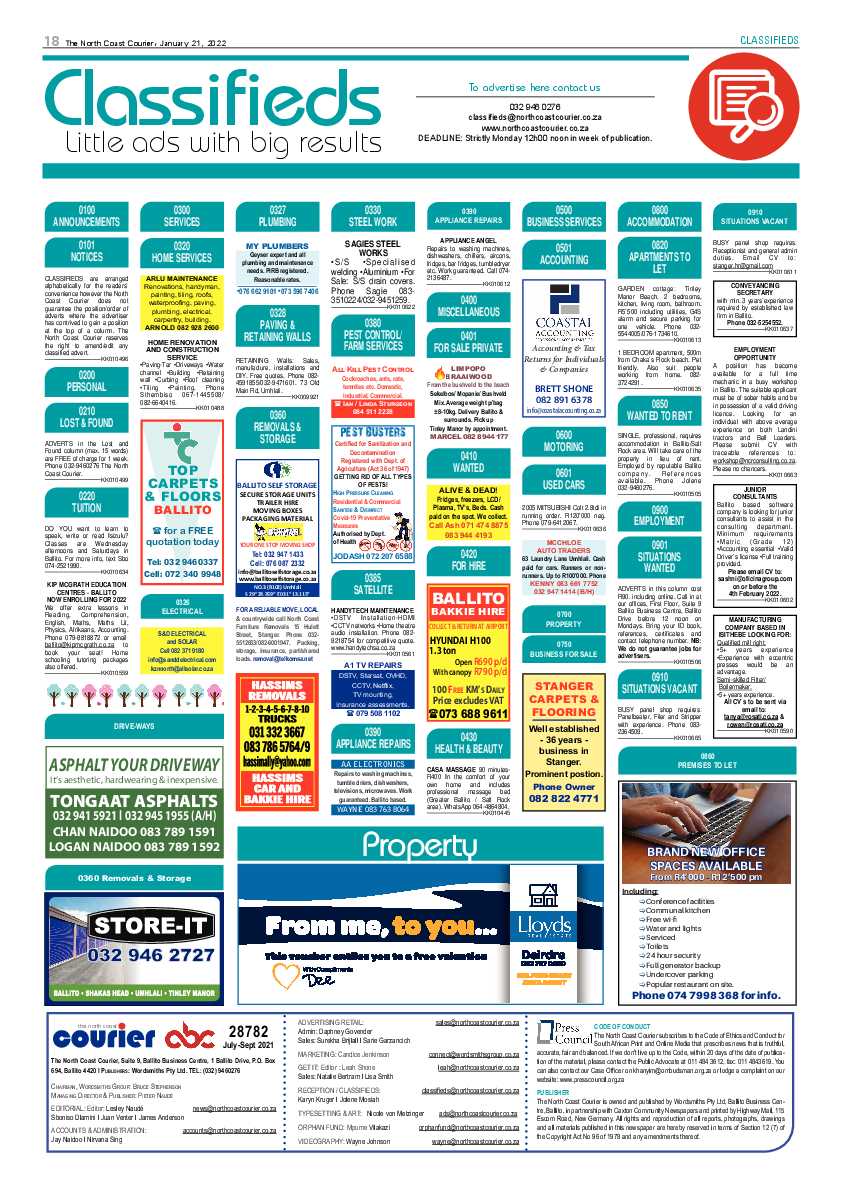 North Coast Courier 21 January 2022 page 18