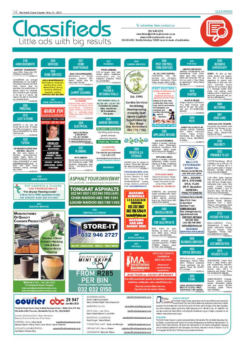 North Coast Courier 21 May 2021 page 14