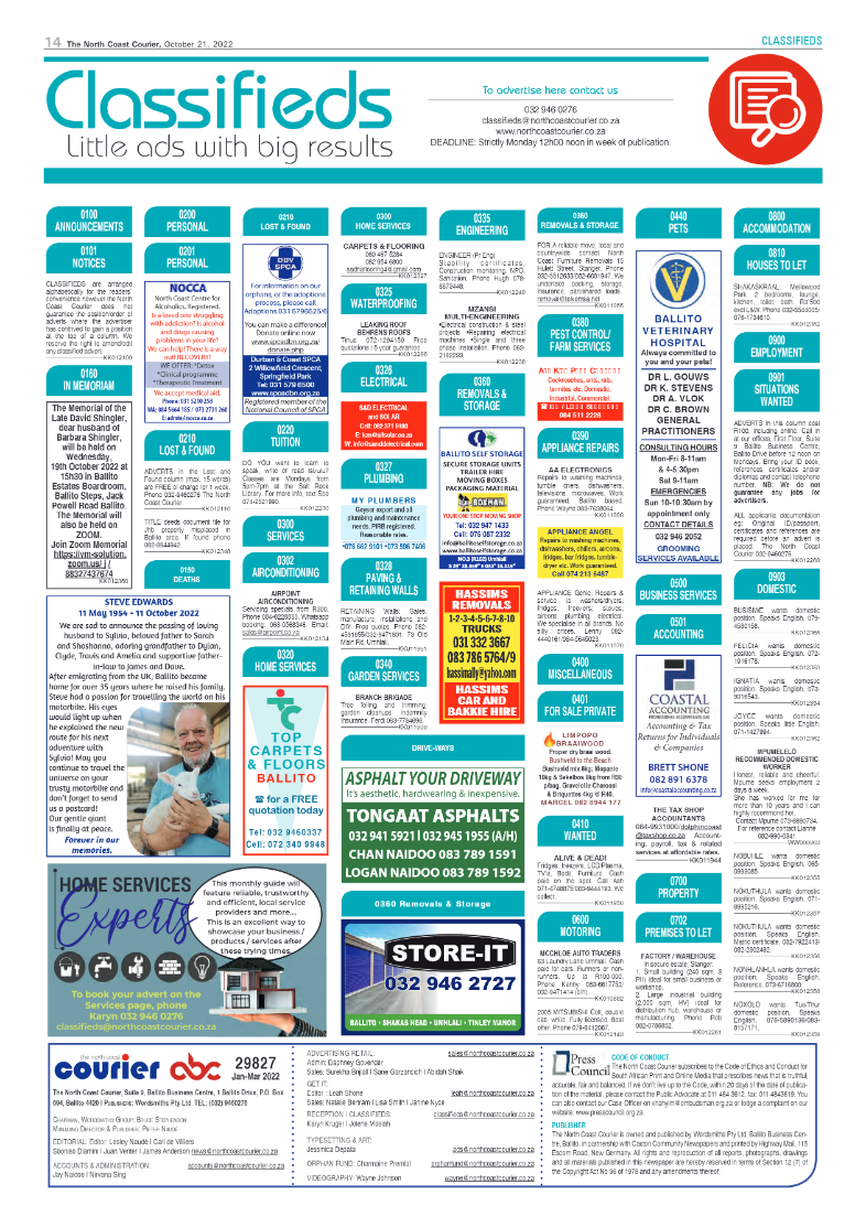 North Coast Courier 21 October 2022 page 14