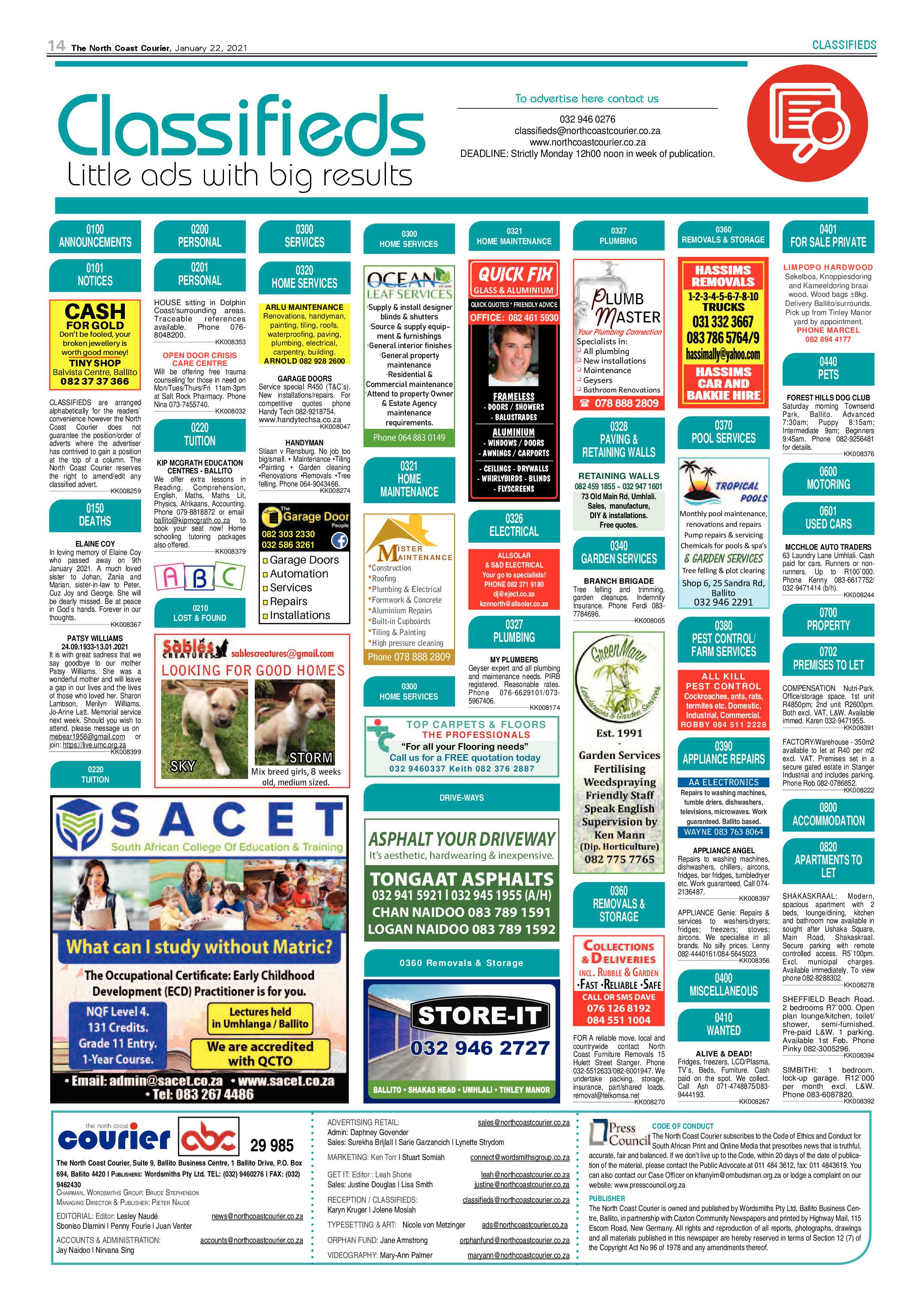 North Coast Courier 22 January 2021 page 14
