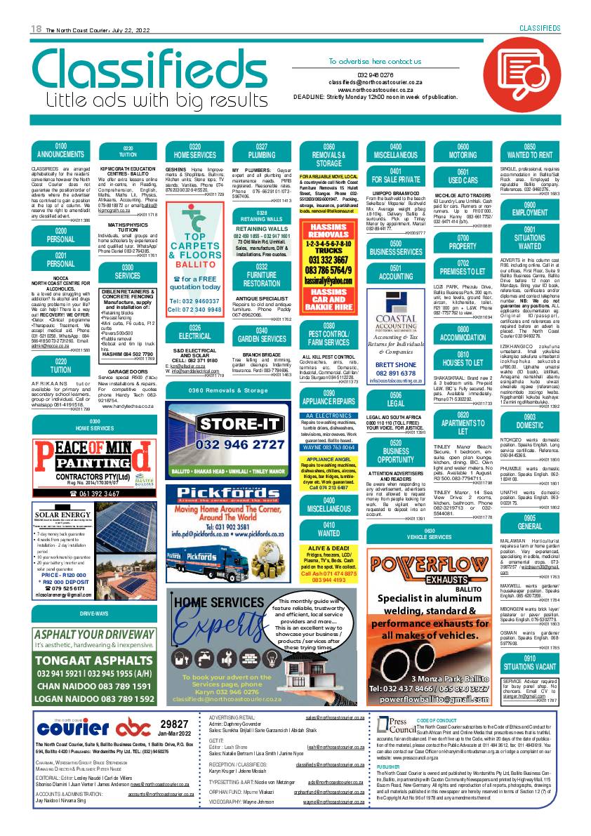 North Coast Courier 22 July 2022 page 18