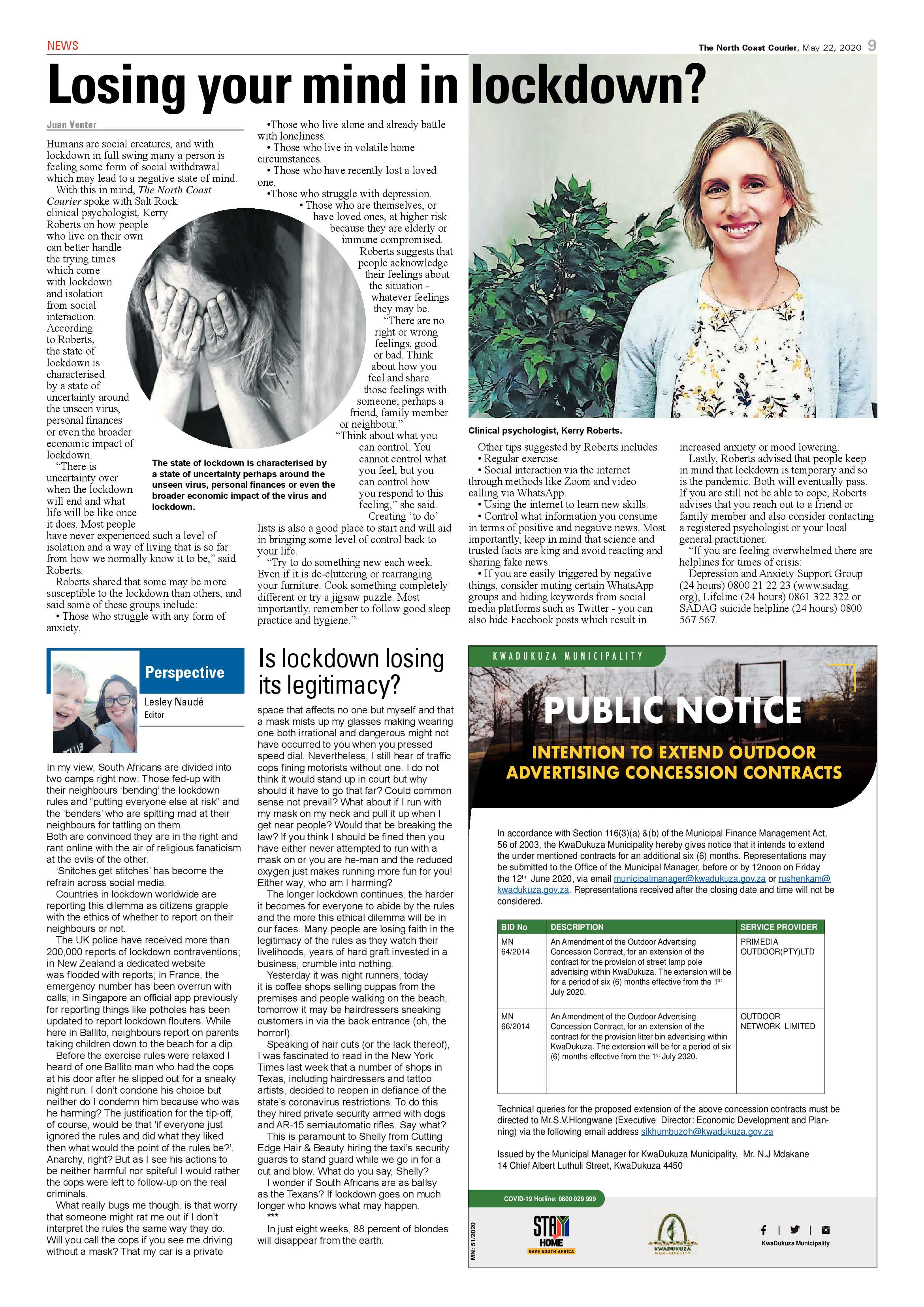 North Coast Courier 22 May 2020 page 9
